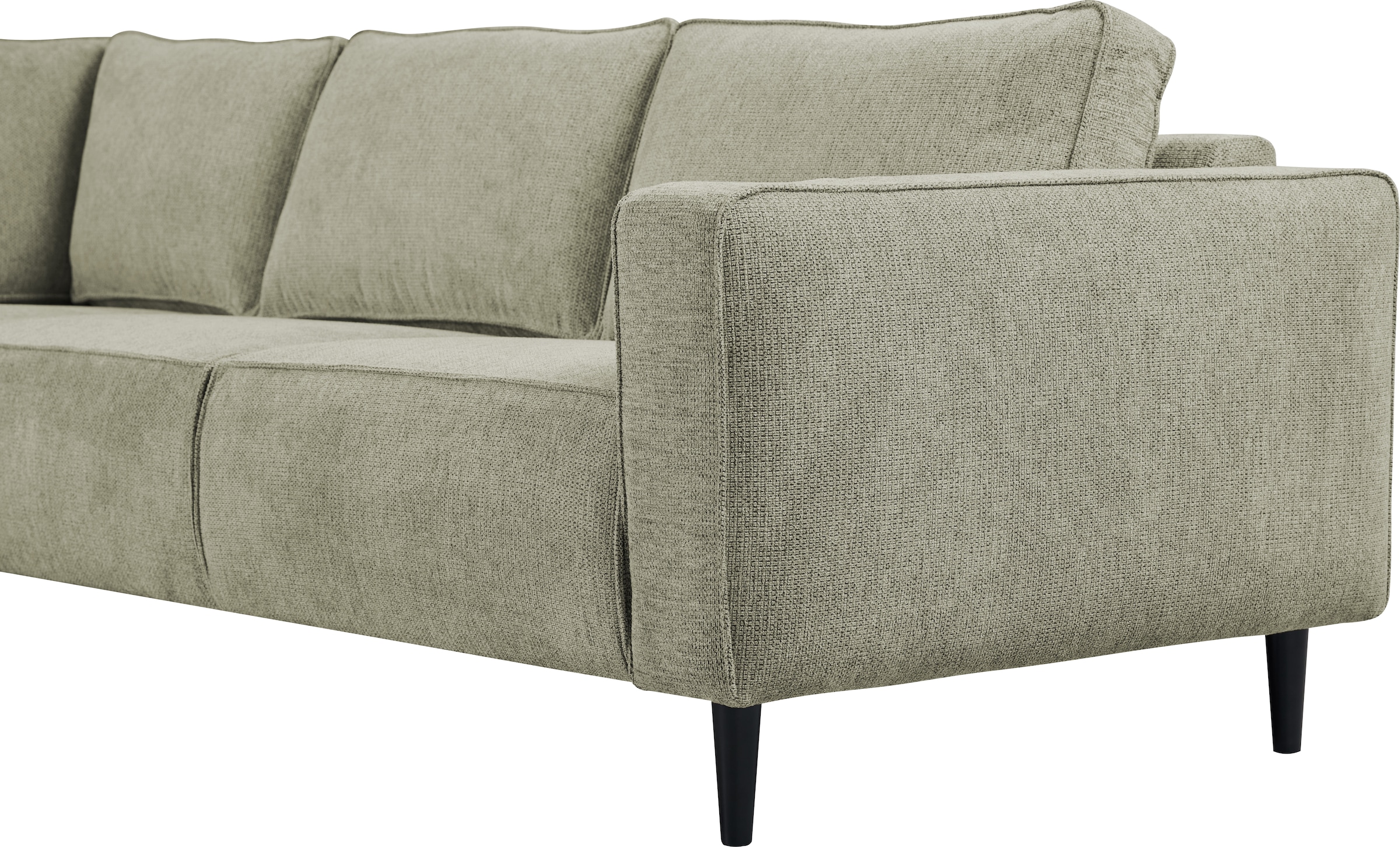 Places of Style Ecksofa »Fumone, Lederoptik oder Soft-Touch Chenille«, Breite 260, mit schwarzen Massivholzfüßen