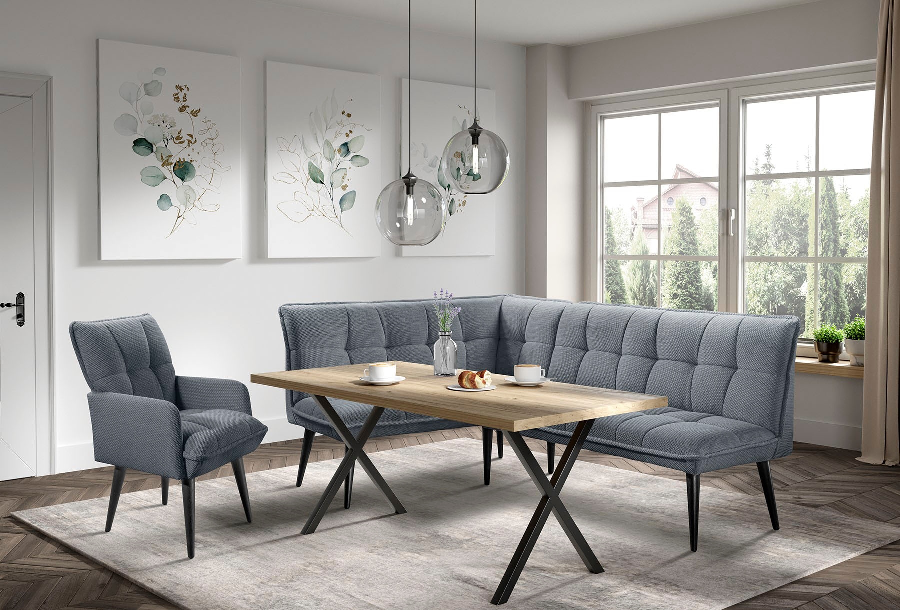 Eckbank, B:240cm H:94cm T:161cmanthrazit, EXXPO - SOFA FASHION, Esszimmer, Sitzbänke, "Mocca Essbank, Sitzbank", hoher Sitzkomfort, bequem und