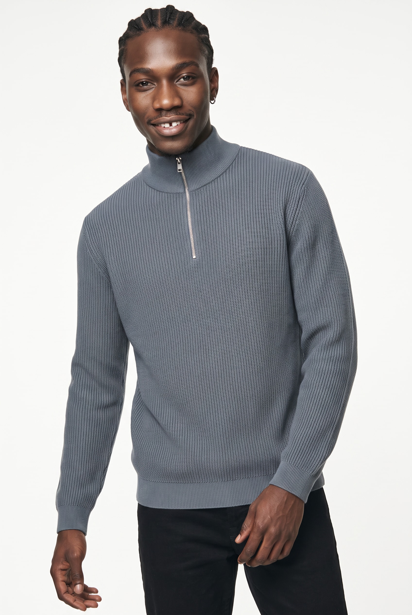Jack & Jones Troyer "JPRBLACONNOR KNIT HALF ZIP" Baumwolle, regular fit