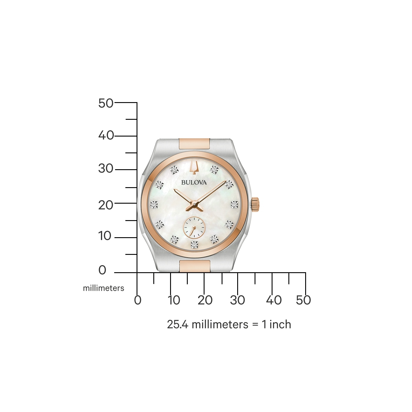 Bulova Quarzuhr Armbanduhr, Damenuhr, Perlmuttzifferblatt, Diamant, Edelstahlarmband