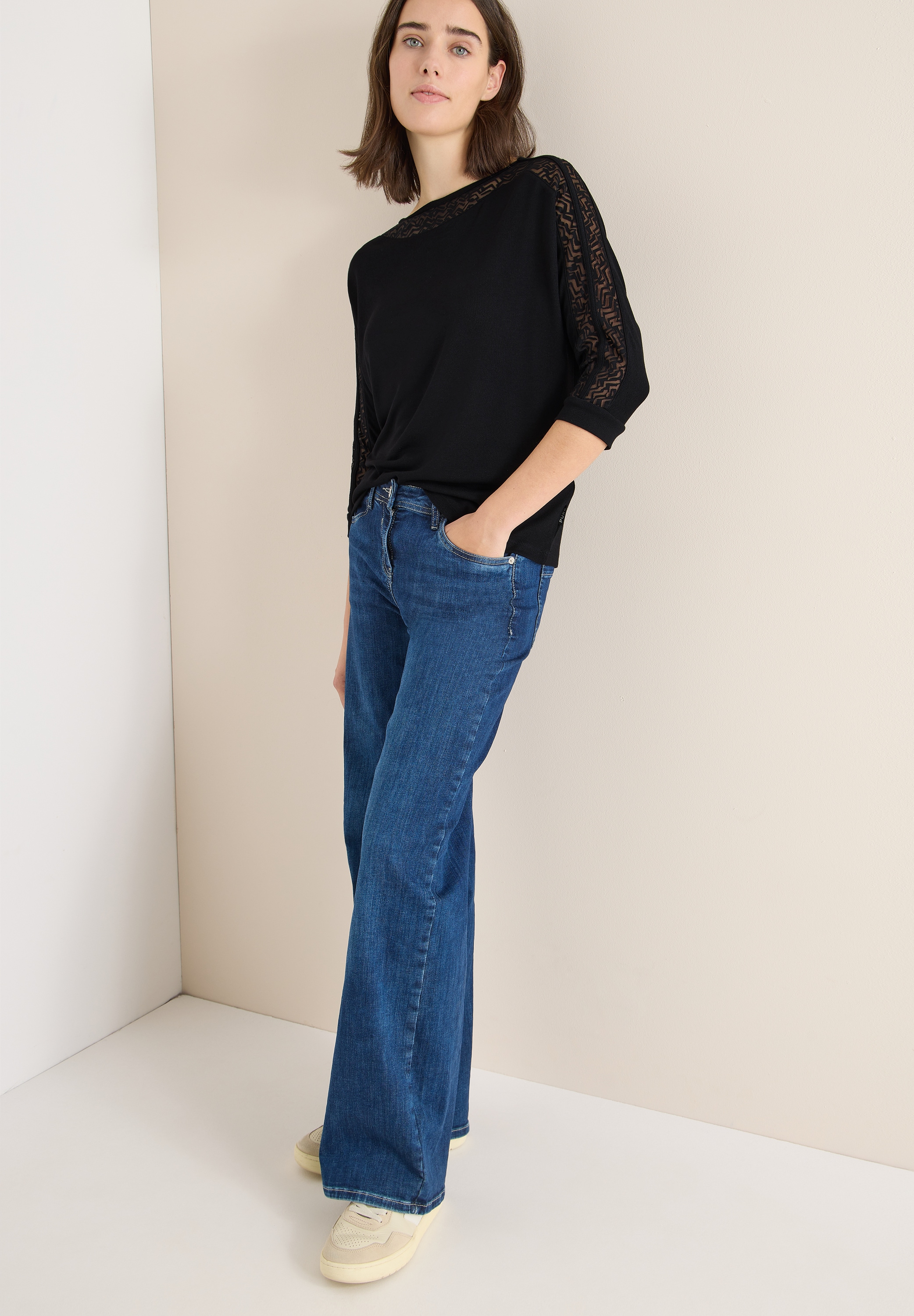 Cecil 3/4-Arm-Shirt mit Mesh-Details