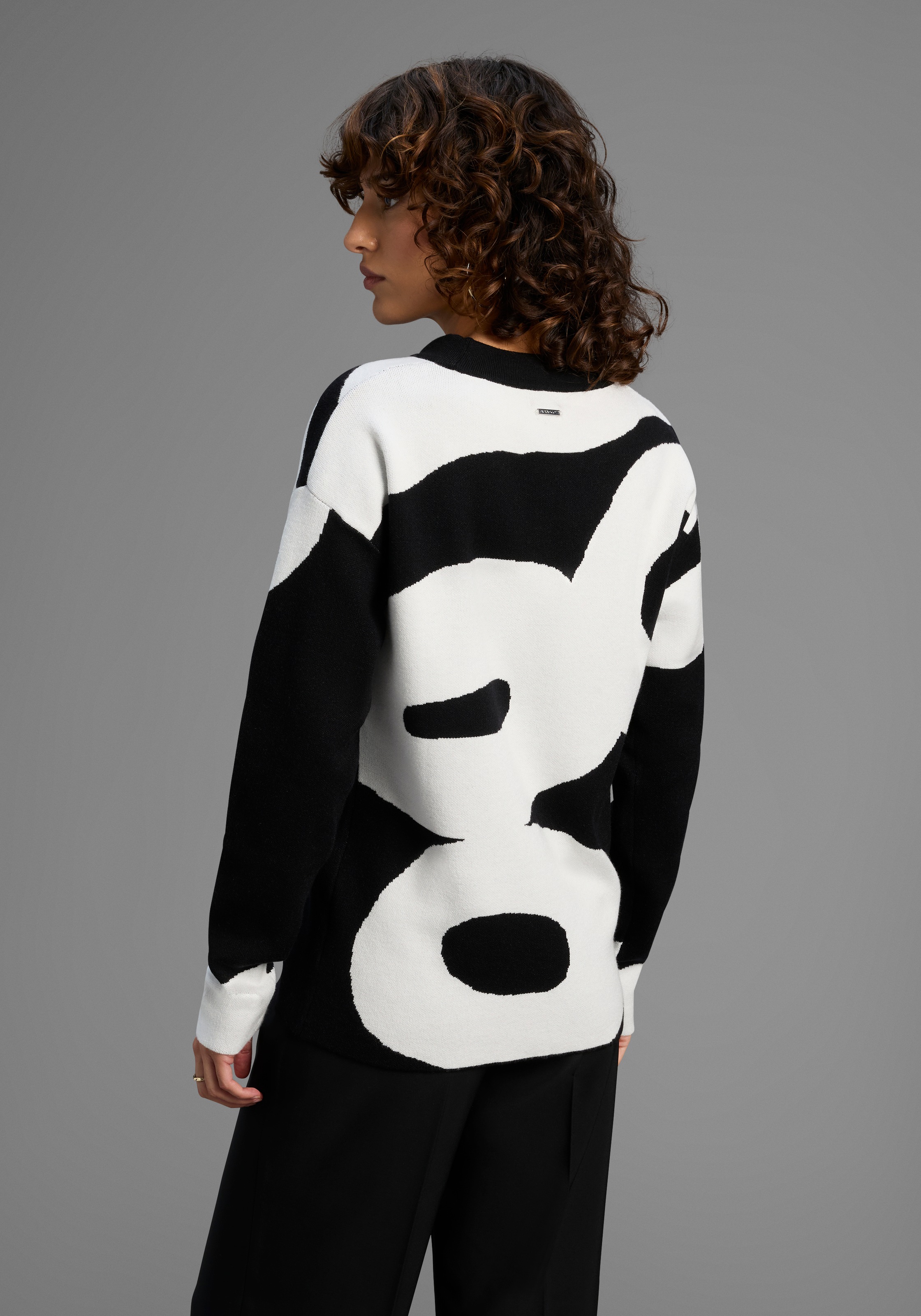 Laura Scott Jacquardpullover, mit abstraktem Muster und Bindebändern - NEUE günstig online kaufen