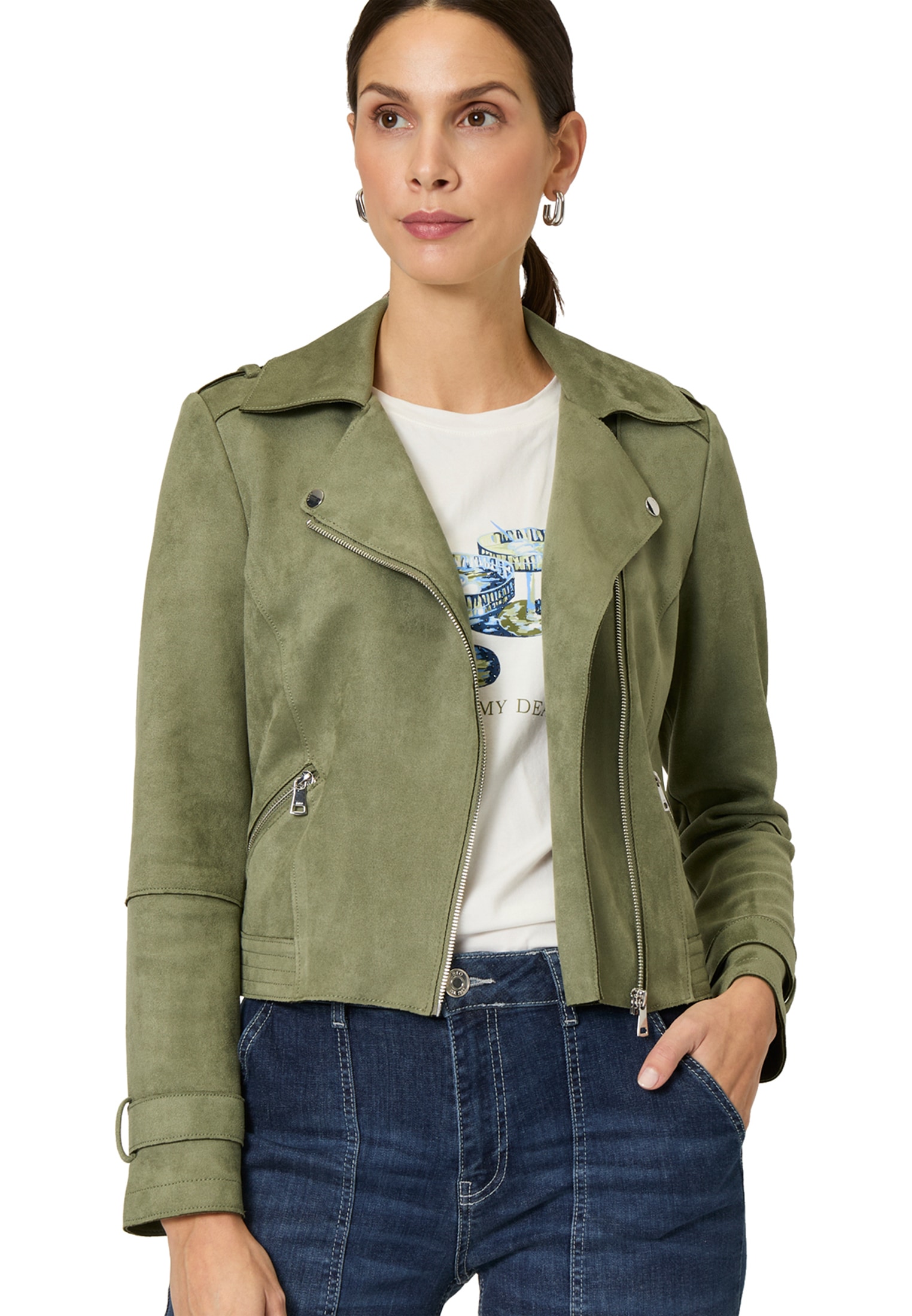 Zero Jackenblazer "zero Damen Velourslederjacke mit Reißverschluss", weiter günstig online kaufen