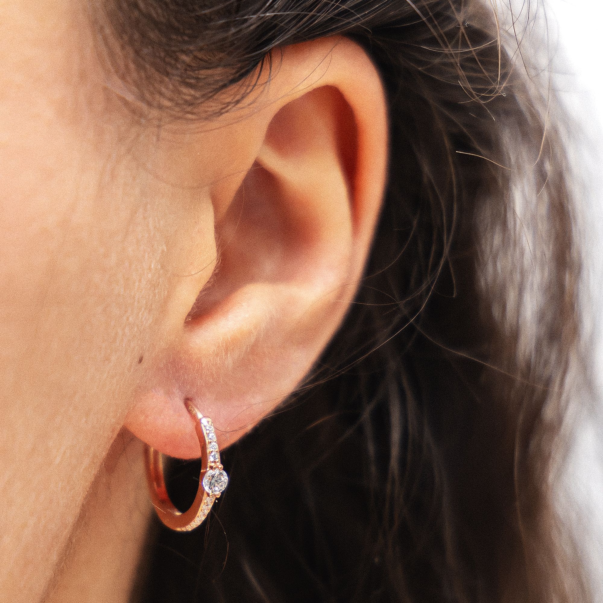 dKeniz Paar Creolen »Creolen Solitär 925/- Sterling Silber rosévergoldet«