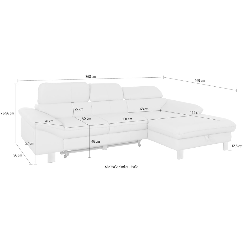 COTTA Ecksofa Driver, mit Kopfteilverstellung, wahlweise mit Bettfunktion