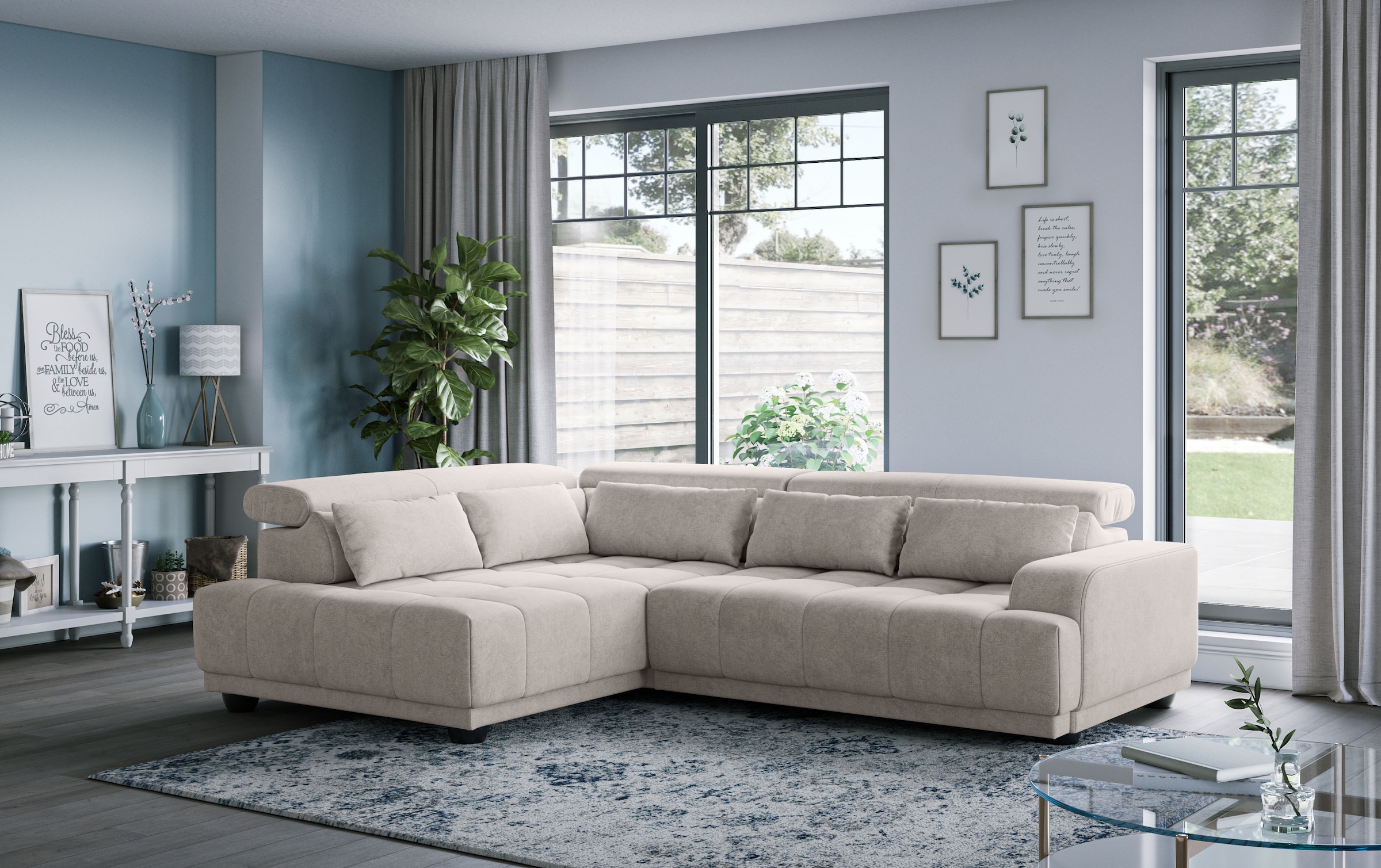 OTTO home Ecksofa "Jade L Form, Breite: 270 cm, mit Kopfteilverstellung & Nierenkissen" optional elektr. Sitztiefenverstellung
