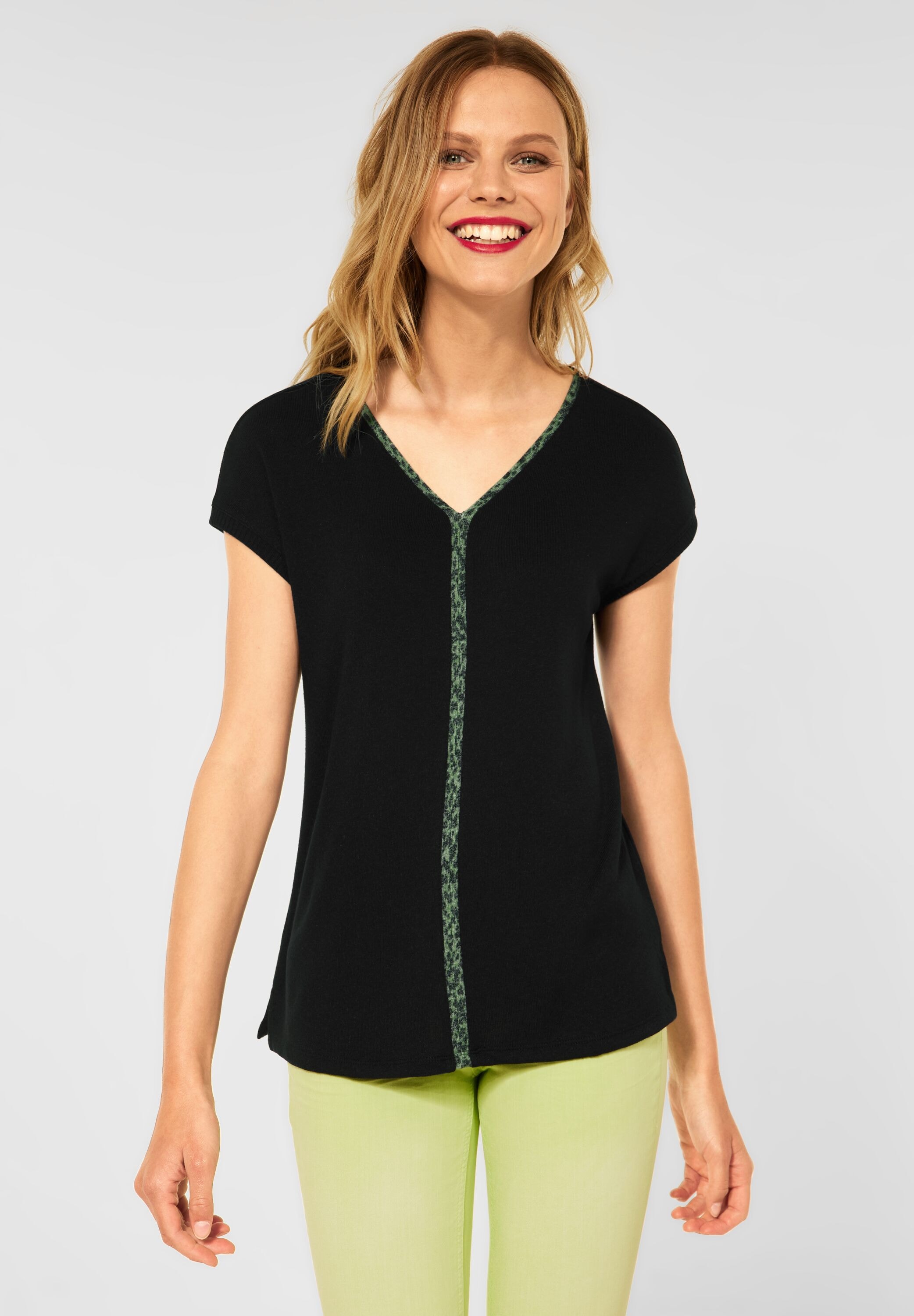 Street One Damen T-Shirt Mit Print – Aus Baumwolle Mit Stretch, Rundhals & Rückennaht, Lässiger Basic