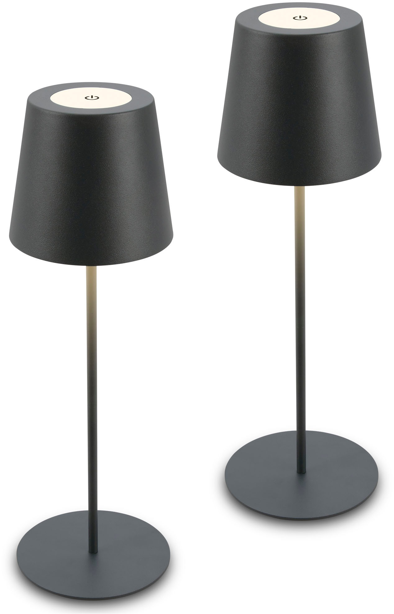 Tischleuchte "2er Set LED Tischlampe kabellos, anthrazit", grau, BRILONER LEUCHTEN, Wohnzimmer, Leuchten, 2er Set LED Tischlampe kabellos 36x10,5 cm