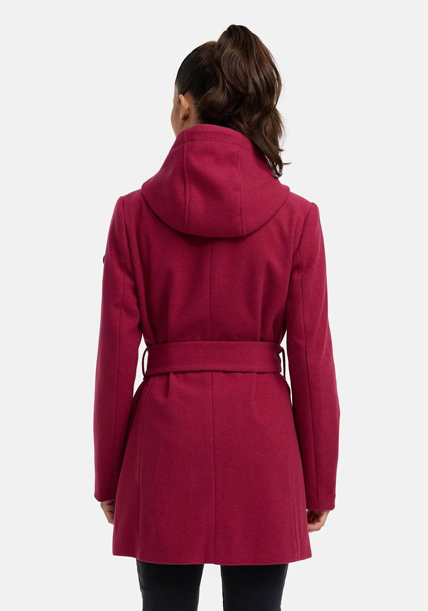 Marikoo Kurzmantel »Katalinaa«, Eleganter Wickel Mantel mit Taillengürtel und Oversized Hood Kapuze