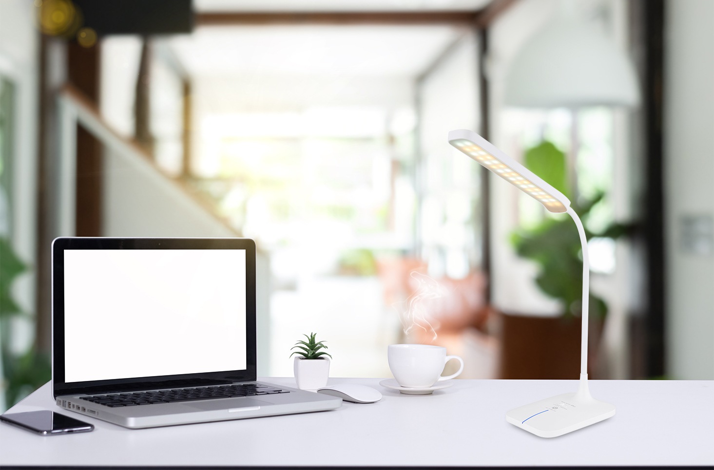 GLOBO LIGHTING Tischleuchte »URANO« LED-Modul 1 Stk. Tischleuchte Weiß, Opalglas, Touch dimmbar, Akku, Flexo, LED 4W