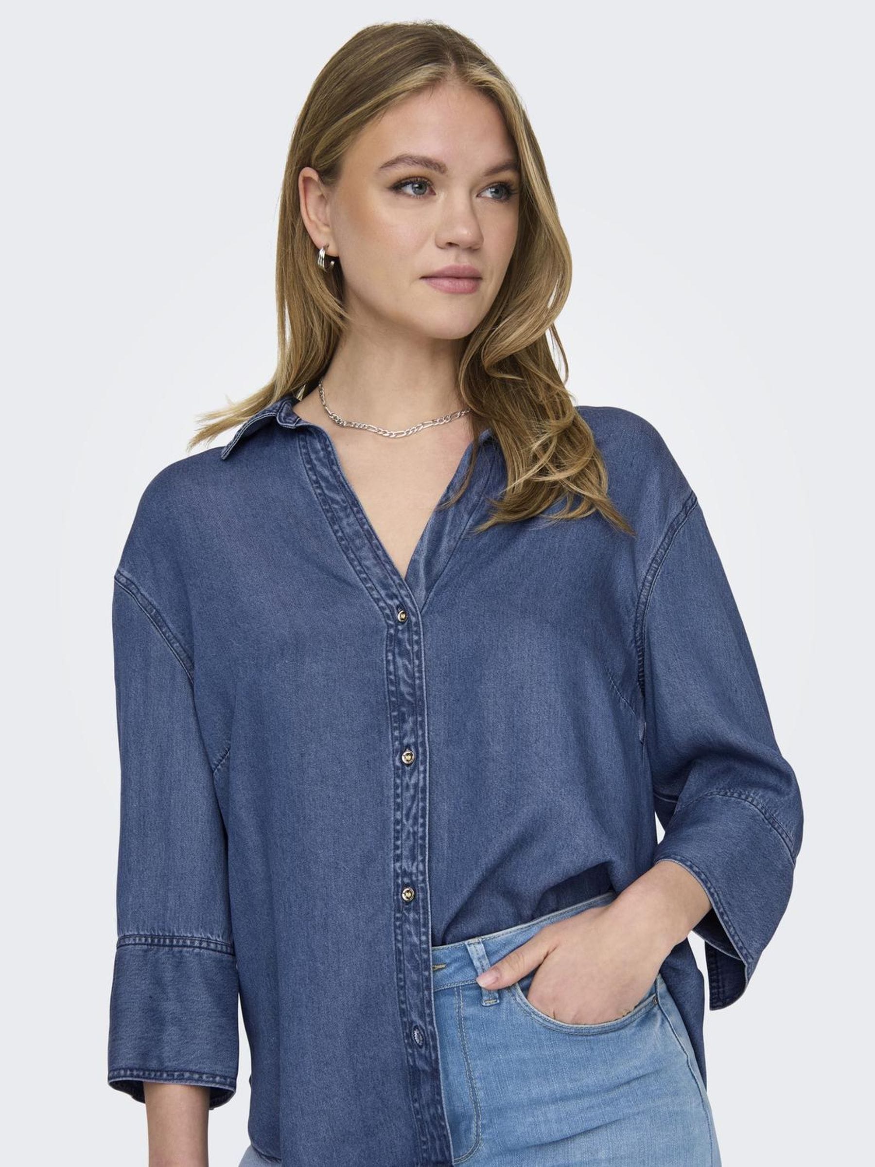 ONLY Jeansbluse "ONLJOYCE 7/8 OVS DNM SHIRT QYT" günstig online kaufen