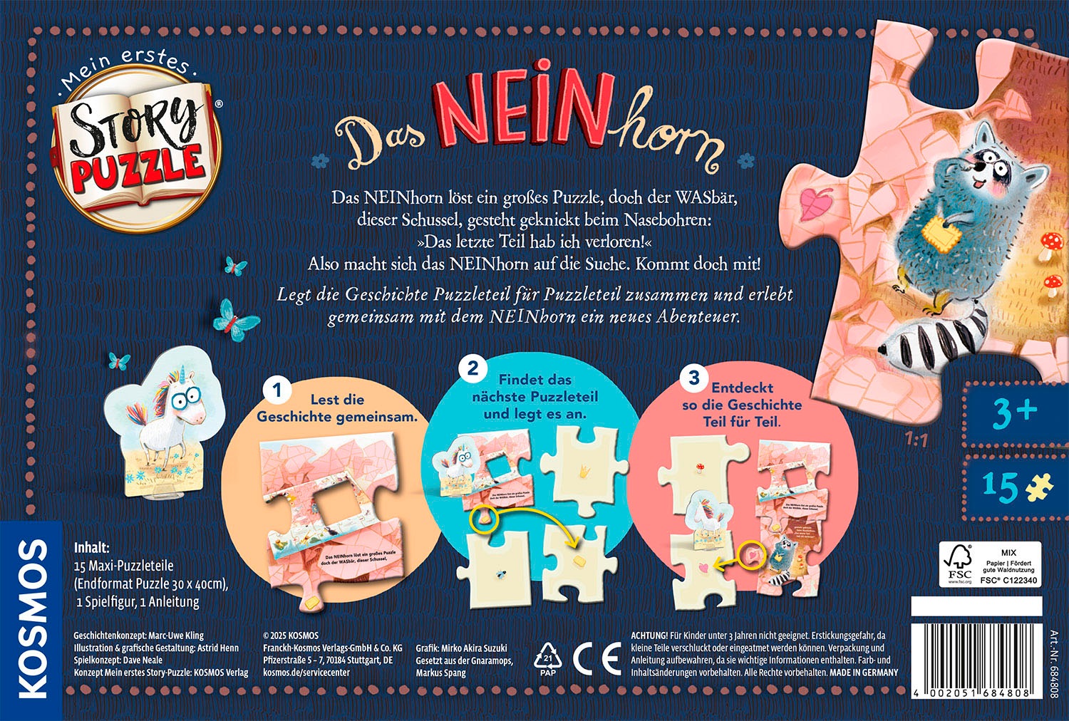 Kosmos Puzzle »Mein erstes Story-Puzzle Das NEINhorn« Made in Germany
