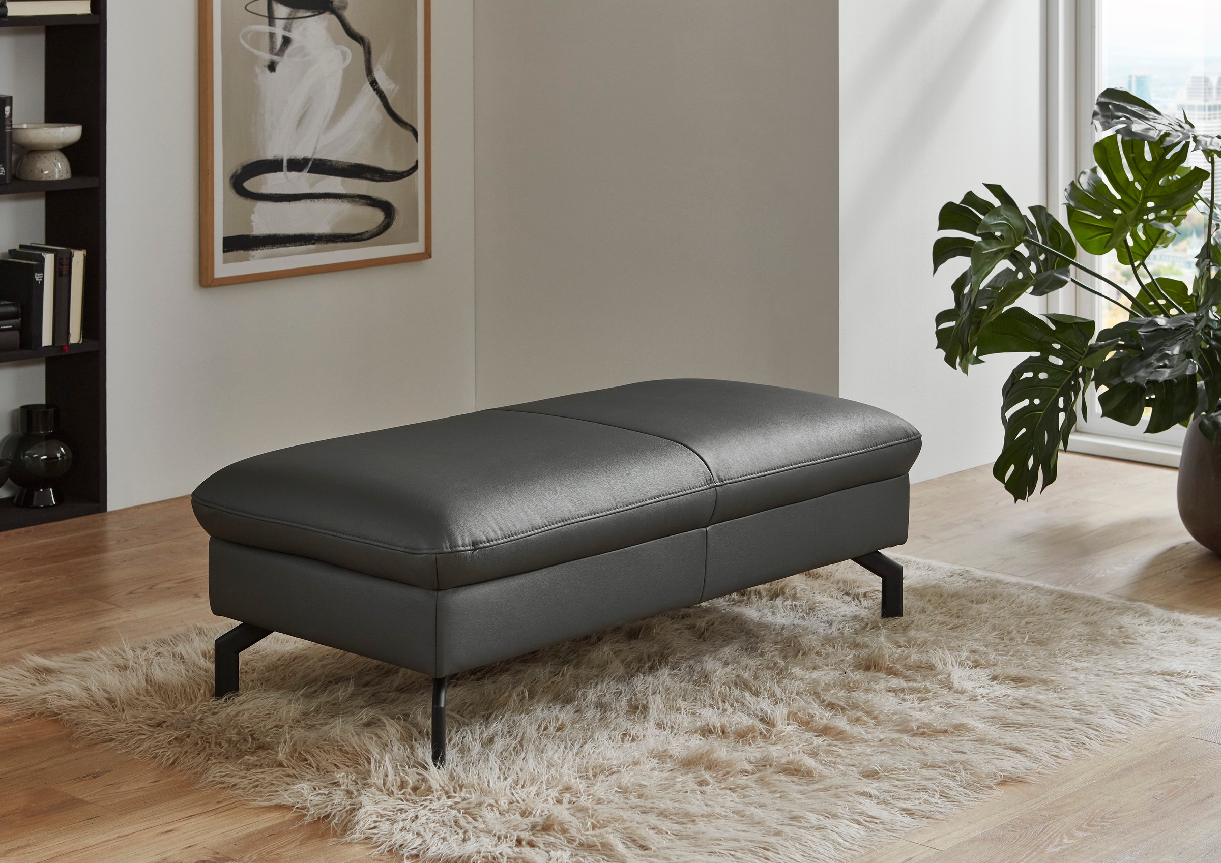 Die PlanBar Hocker »PN-EM20028« hochwertiges Glattleder, stylische Metallfüße