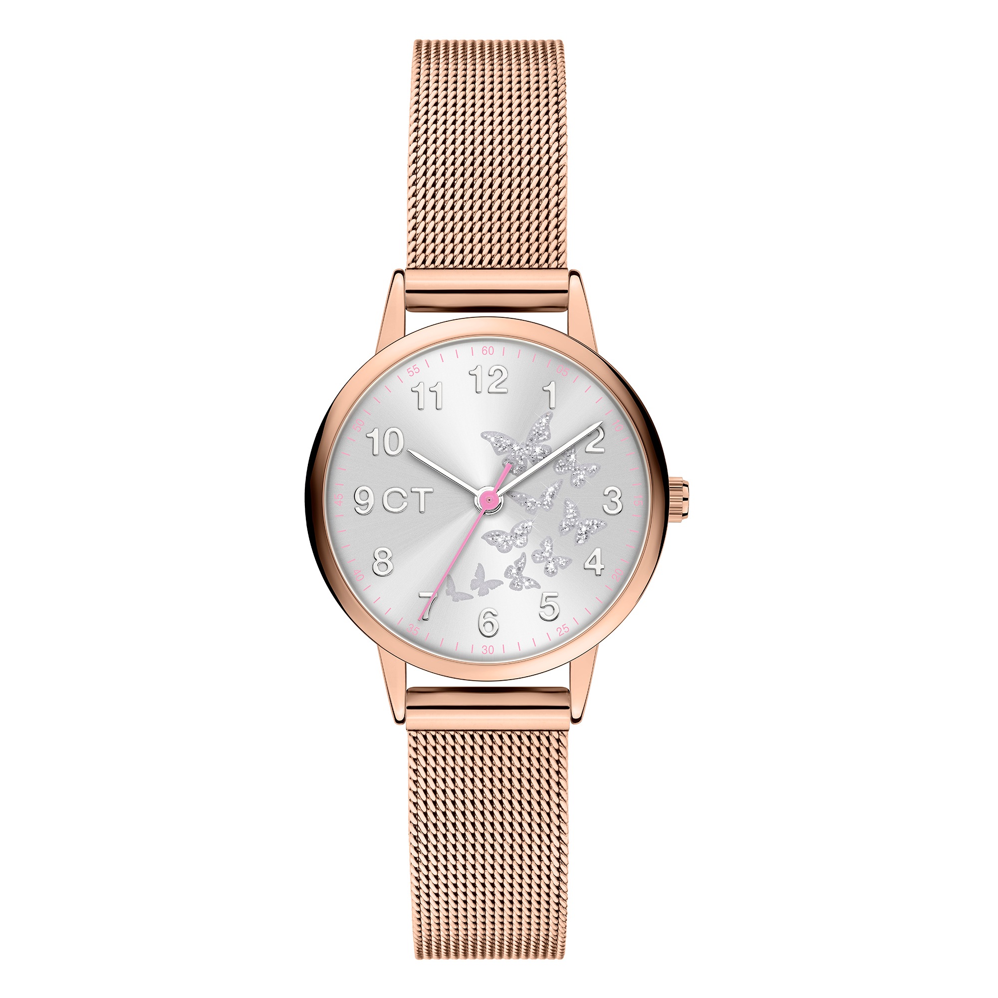 COOL TIME Kinder Quarzuhr "The Cool Butterfly"roségoldfarben, Armbanduhren, Armbanduhr, Edelstahlarmband, Kinderuhr, Mädchen, analog