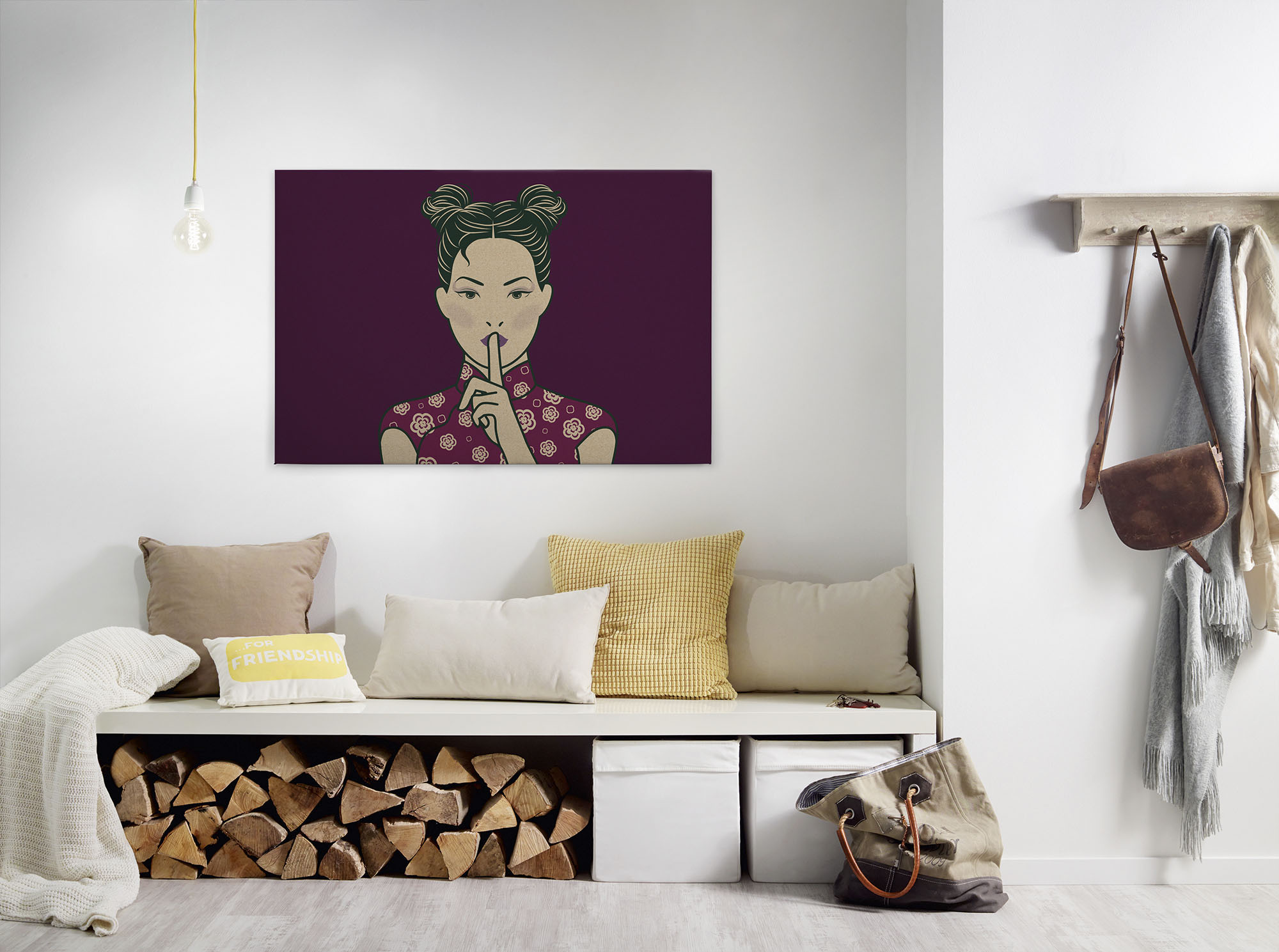 A.S. Création Leinwandbild "himari 3" Gemälde Kunst 1 Stk. tlg. Keilrahmen Bild Asiatisch Frau Leinwand-Bild Wohnzimmer modern Kinder