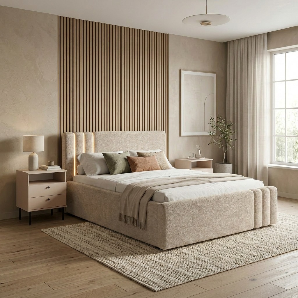 Home affaire Polsterbett »AESSIA in 2 Breiten- 160 und 180 cm, mit/ohne Bettkasten, Chenille« Stauraumbett, gepolstertes Kopfteil, ohne Matratze, modernes Design