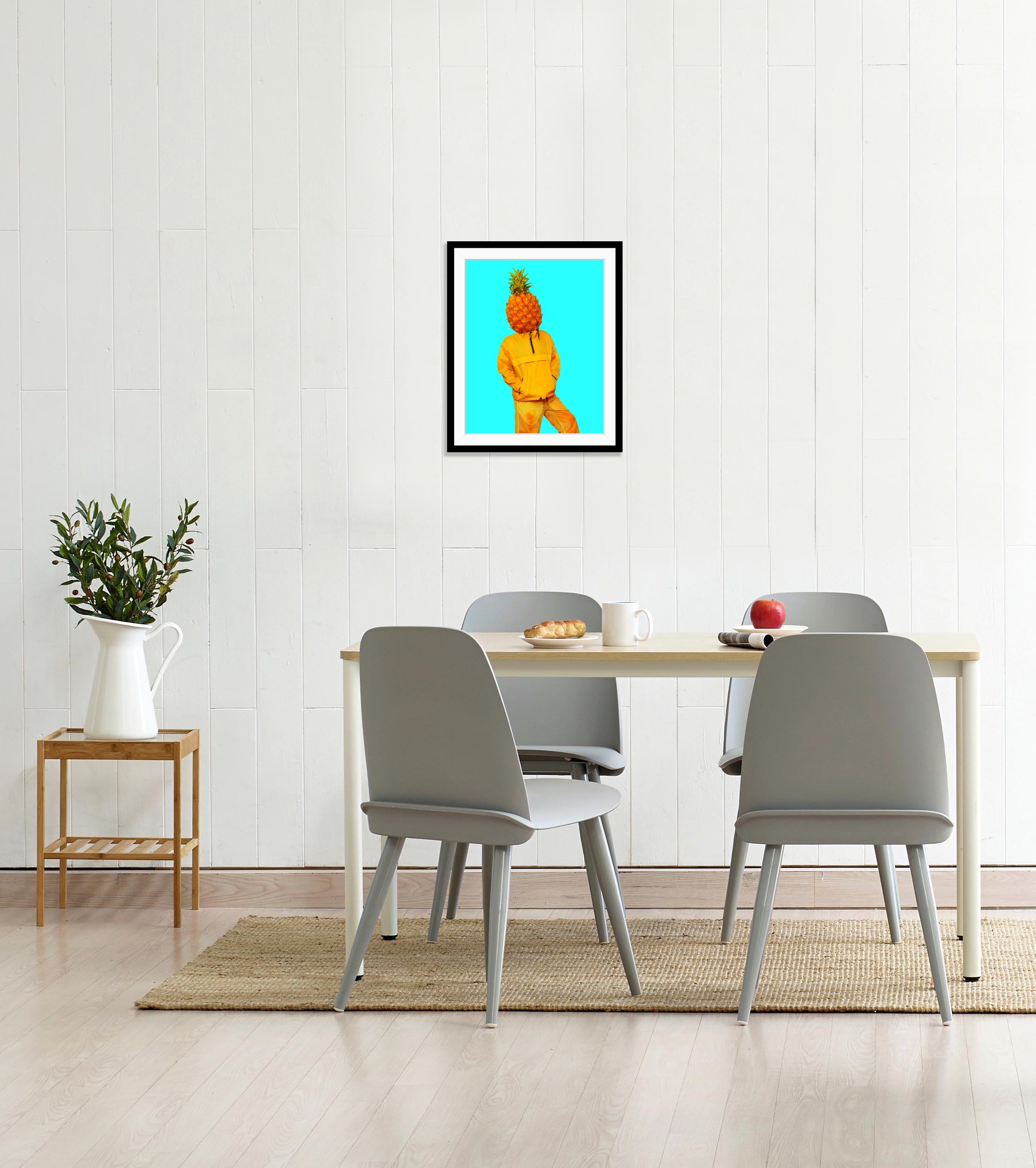 queence Bild »Jeremy«, Obst-Obst Bilder-Ananas-Humor-Menschen, HD Premium Poster-Druck inkl. Holzrahmen