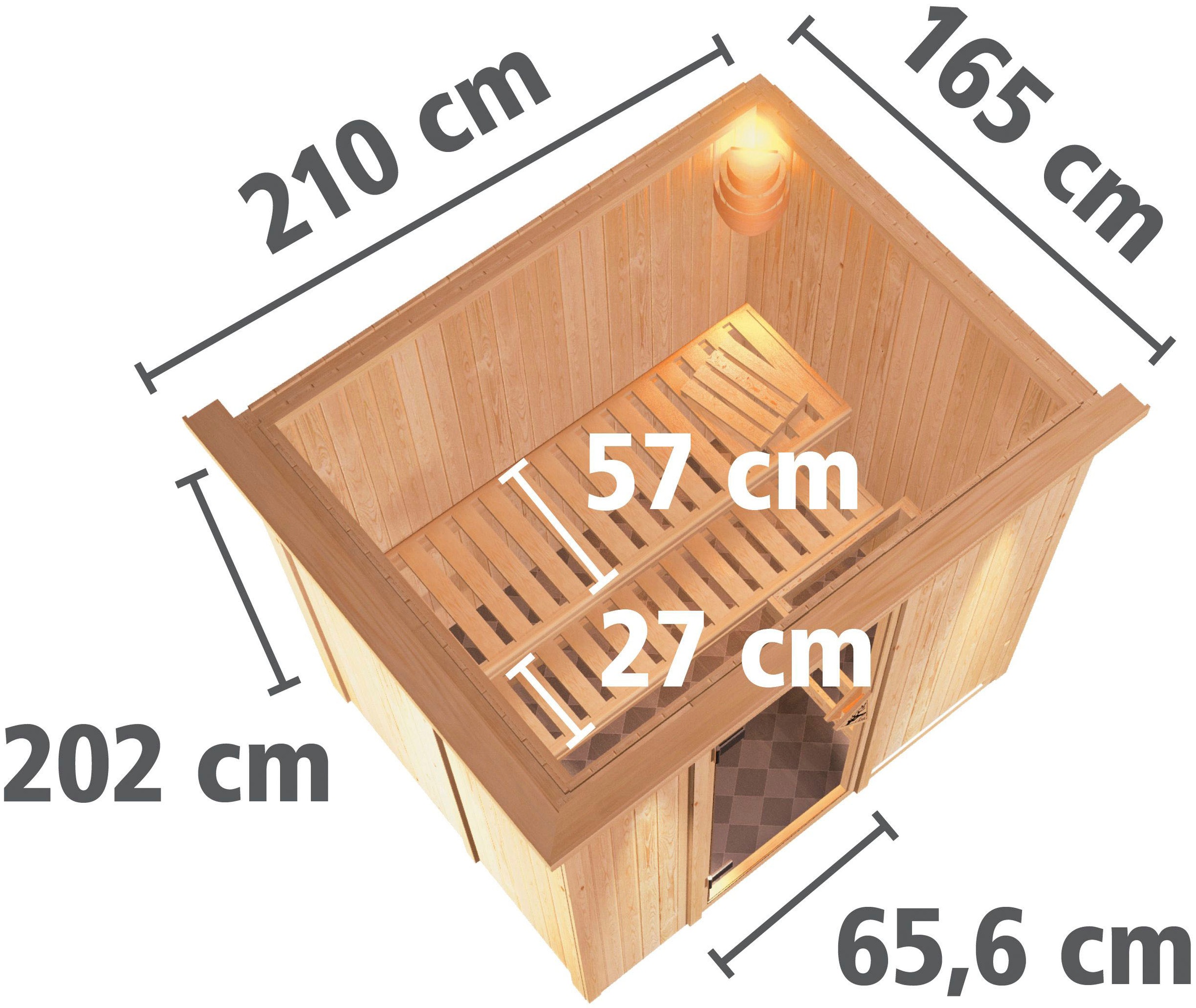 Karibu Sauna »Bedine«, 9 KW-Bio-Ofen mit externer Steuerung