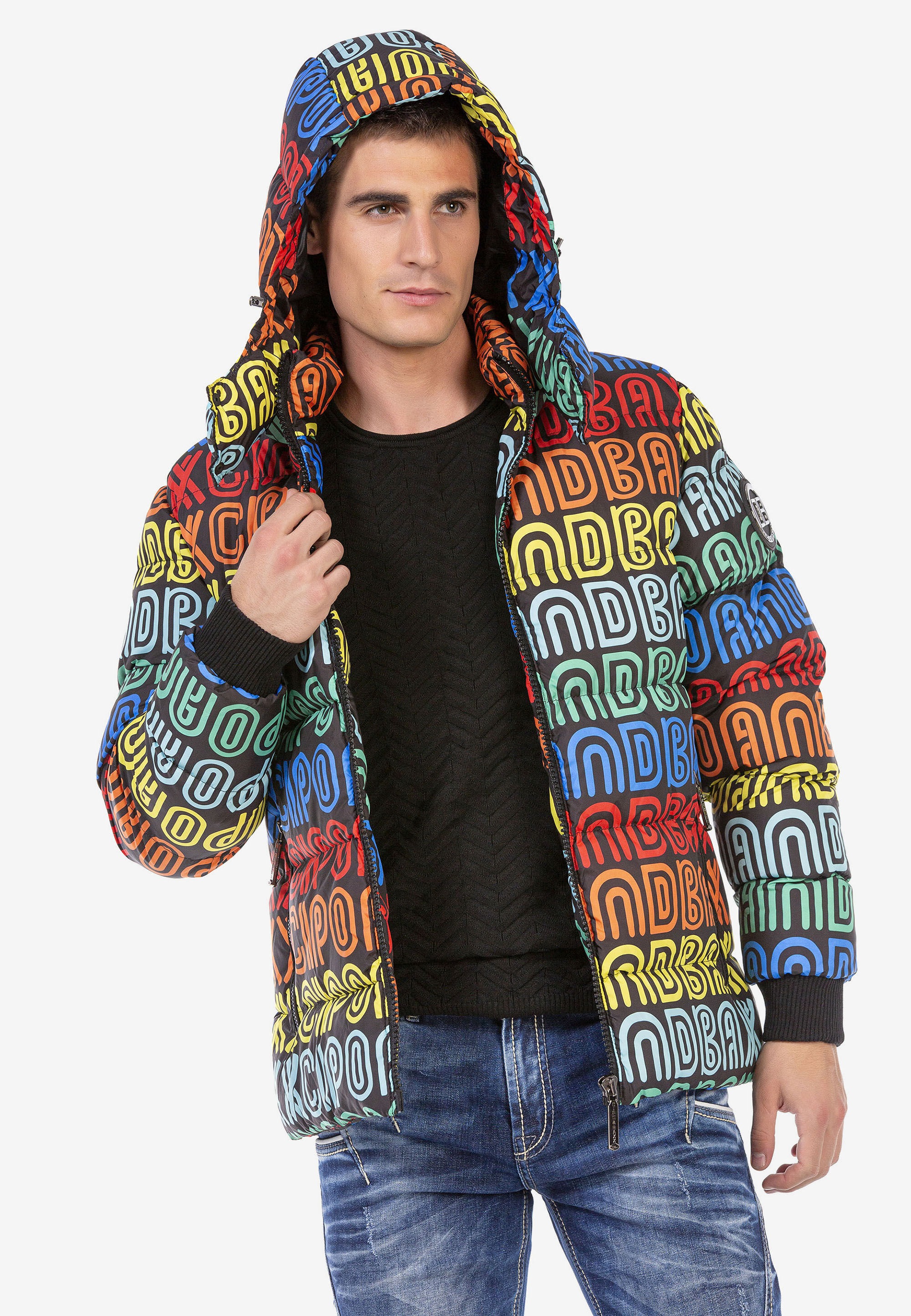 Cipo & Baxx Winterjacke »Winterjacke«, mit Kapuze, mit sylischem Schriftzug