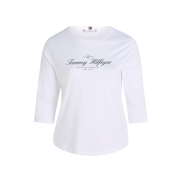 Tommy Hilfiger Curve Langarmshirt »CRV SLIM SIGNATURE OPN NK 3/4SLV«, PLUS  SIZE CURVE,mit Tommy Hilfiger Signature Logo-Schriftzug online bestellen |  BAUR