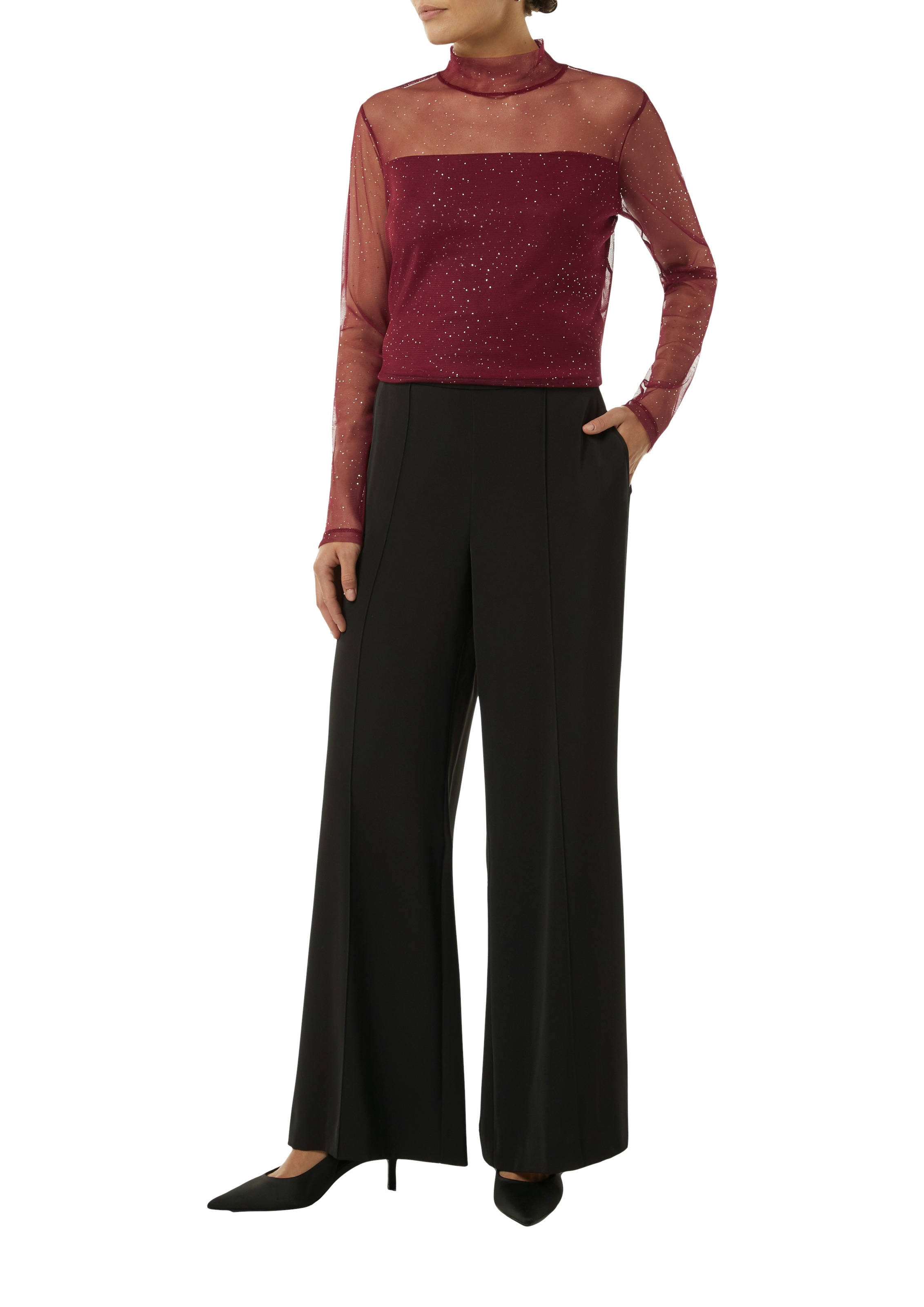 Comma Langarmshirt im halbtransparenten Look günstig online kaufen