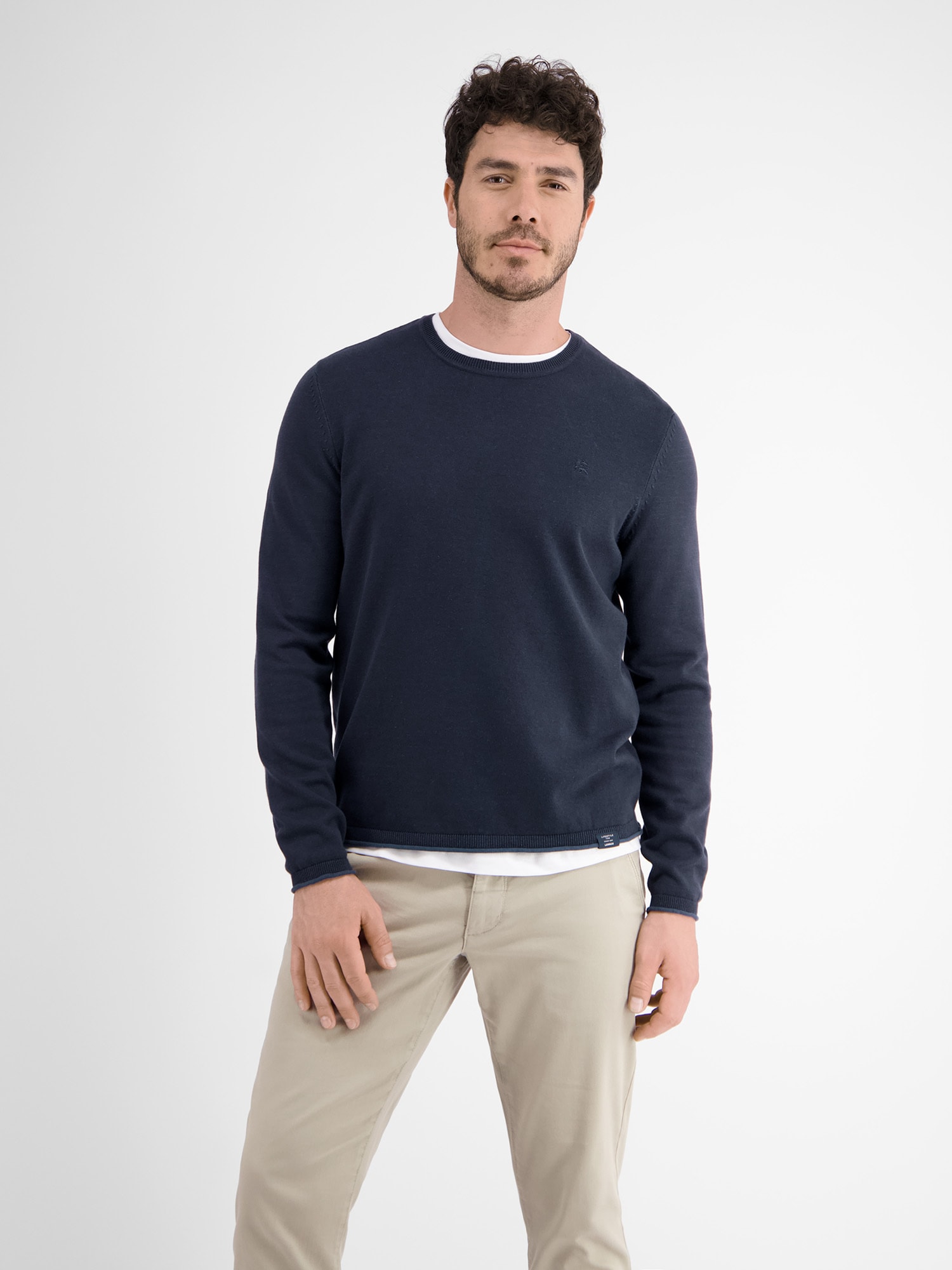 LERROS Strickpullover »LERROS Rundhalspullover, Flachstrick«