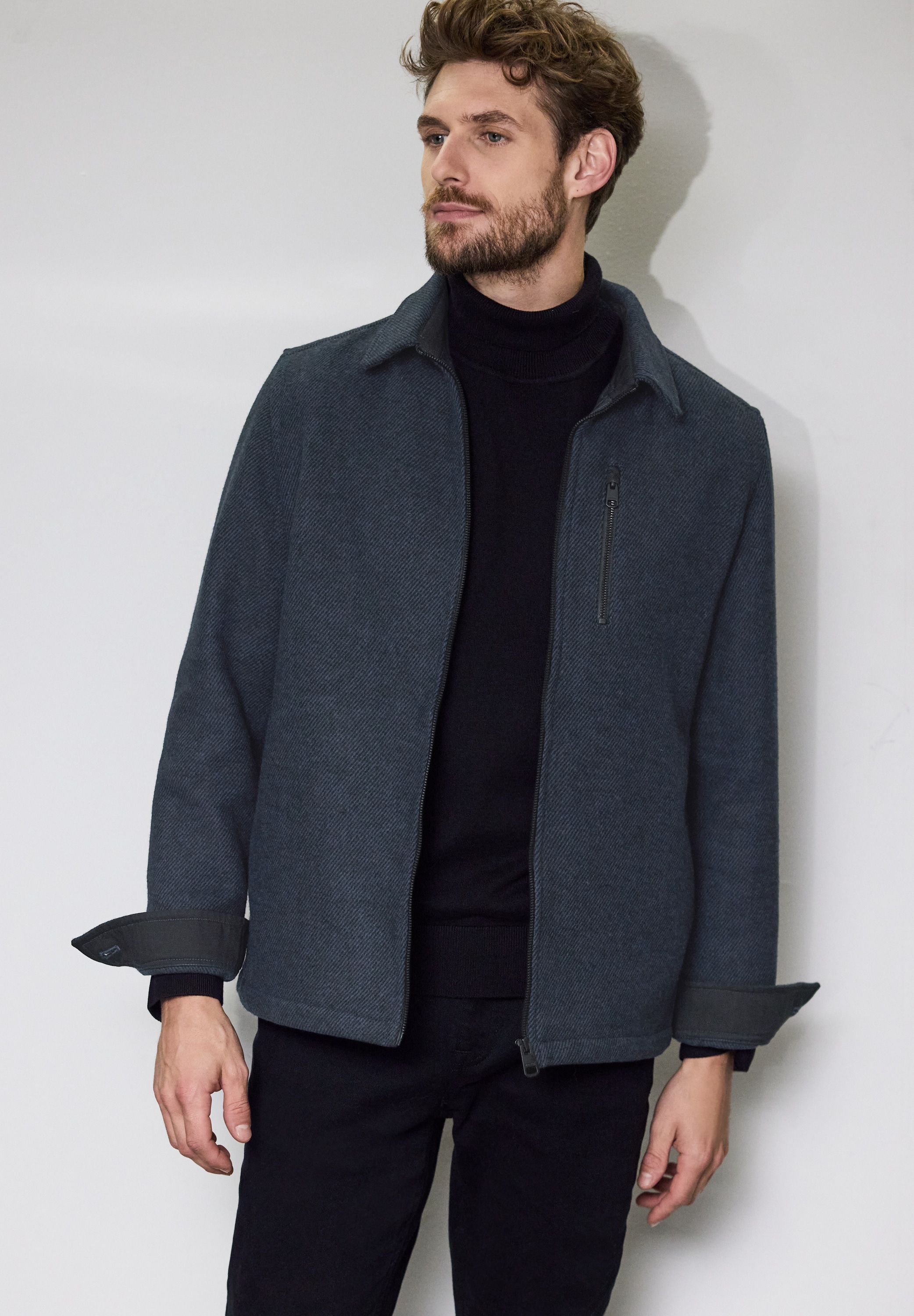 STREET ONE MEN Kurzjacke, ohne Kapuze, mit Materialmix