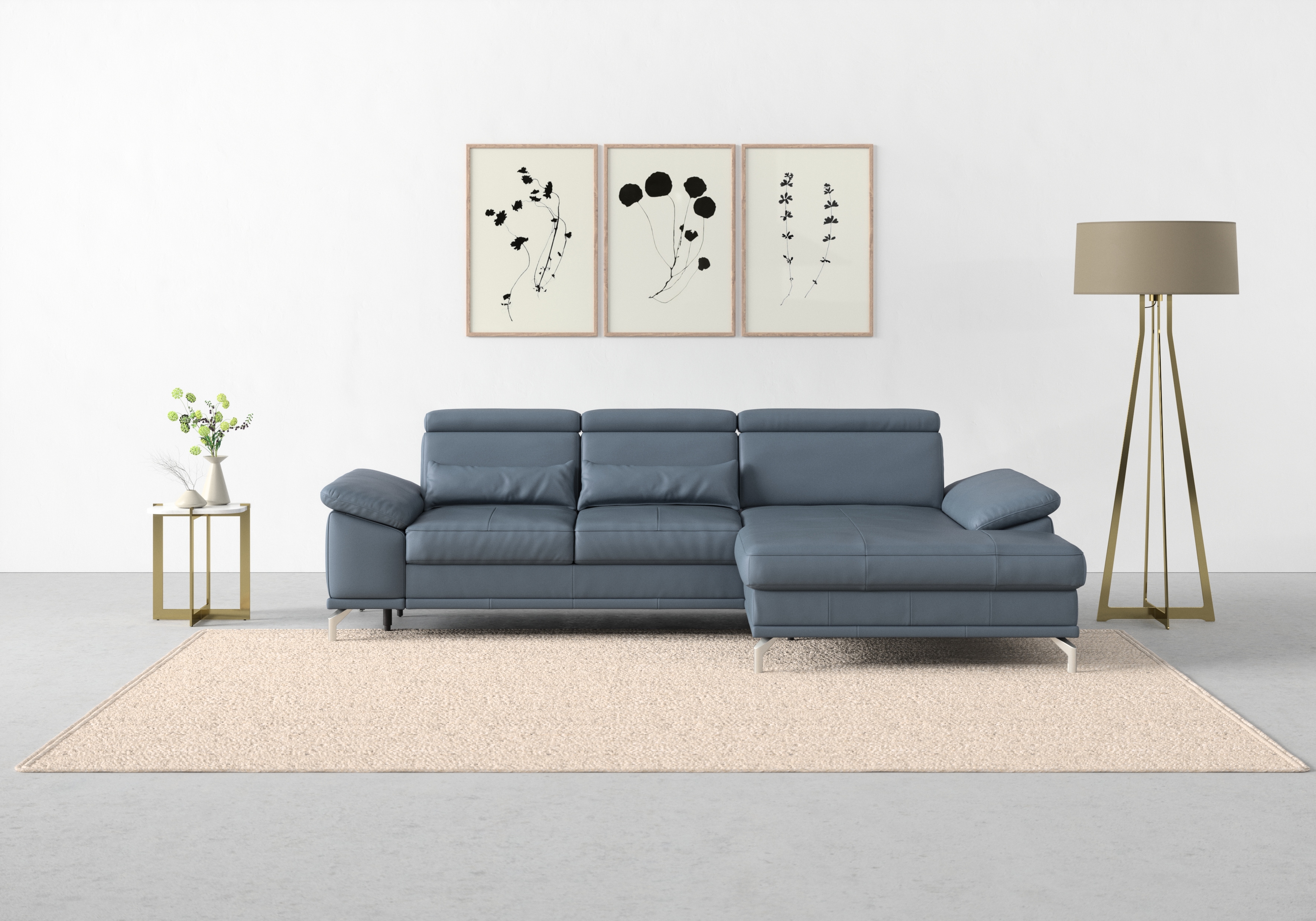 sit&more Ecksofa "Cabrio L-Form, B: 295 cm, mit Sitztiefen-, Arm- & Kopfteilverstellung" 2 Nierenkissen, Federkern, optional Schlaffunktion und Stauraum