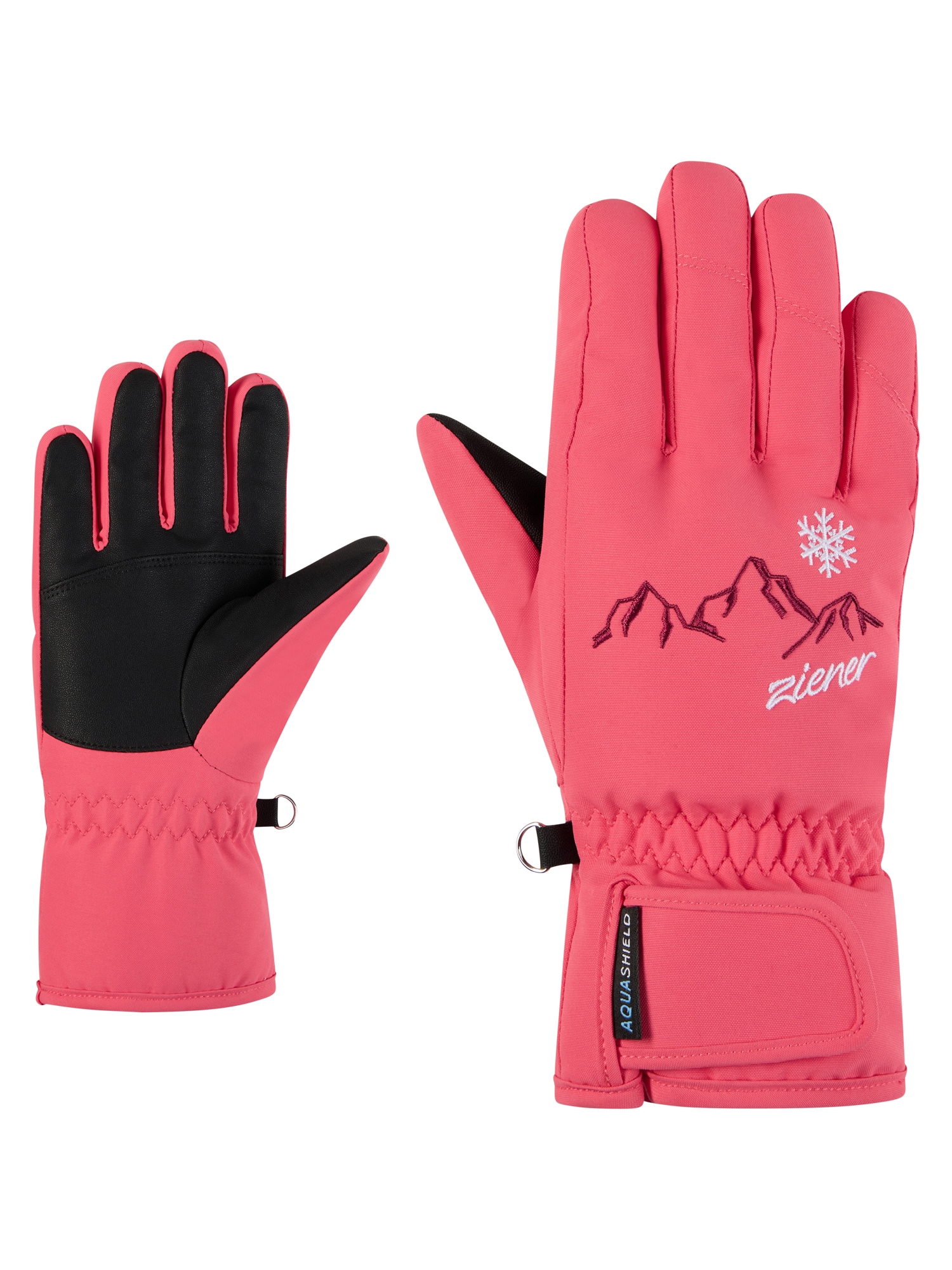 Ziener Skihandschuhe "LAILLA-Z AQUASHIELD MÄDCHEN" wasserdicht, winddicht, atmungsaktiv, warm, bestickt