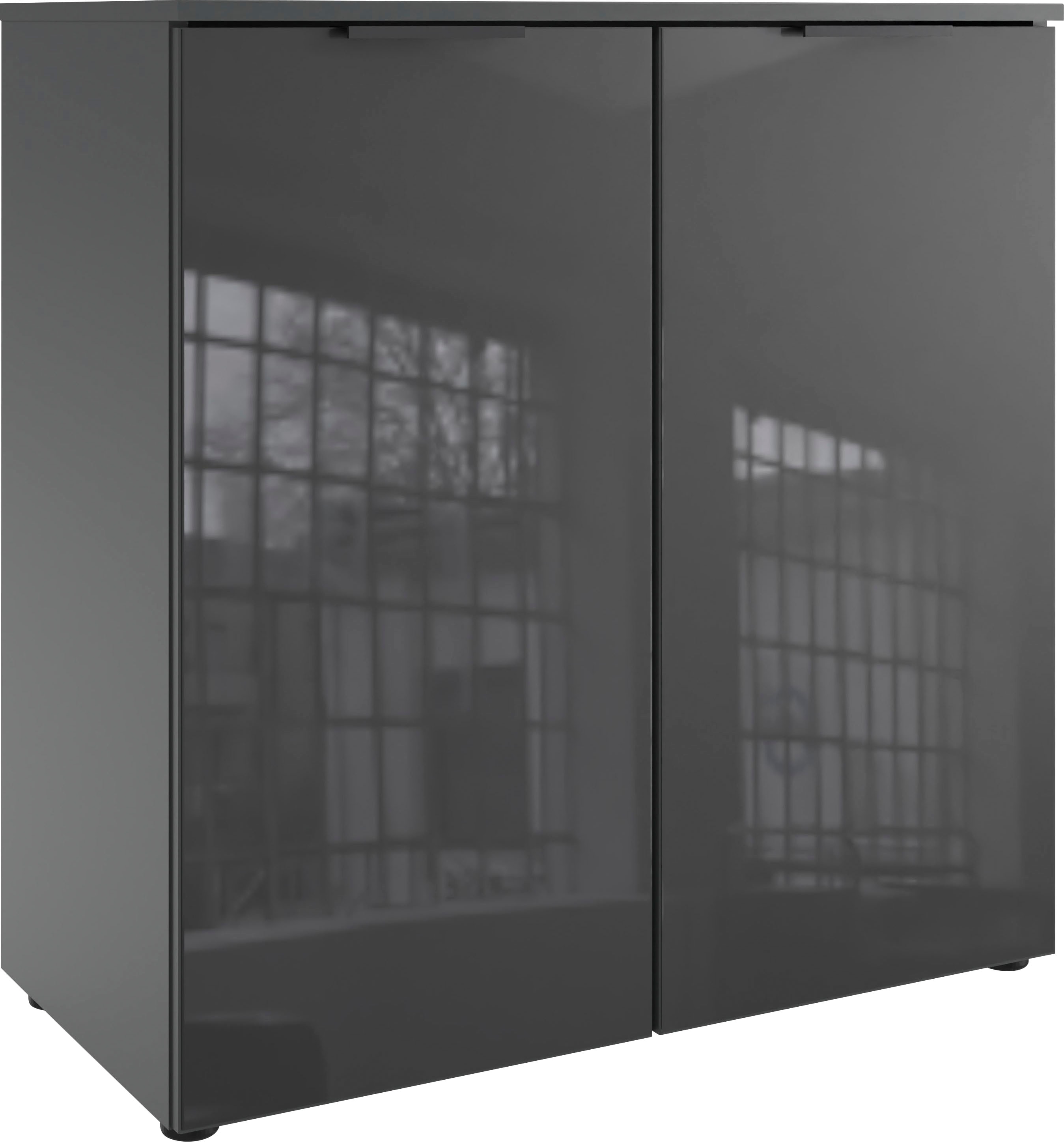 Wimex 1100000002199 "Level36 black C by fresh to go" mit Glaselementen auf der Front, soft-close Funktion, 81cm breit