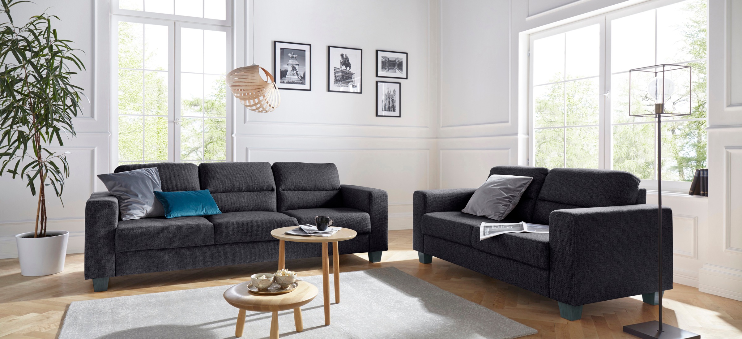 TRENDMANUFAKTUR 3-Sitzer »Chamber mit hohem Sitzkomfort«, in zeitloser Optik, Kopfstützen optional bestellbar