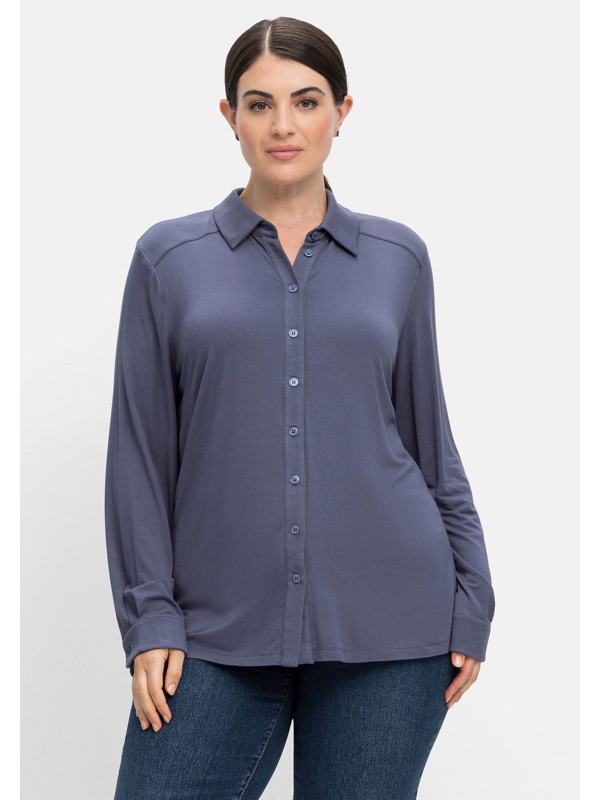 Größen«, Hemdbluse für aus kaufen BAUR Sheego | elastischer Viskose-Jerseyware »Große