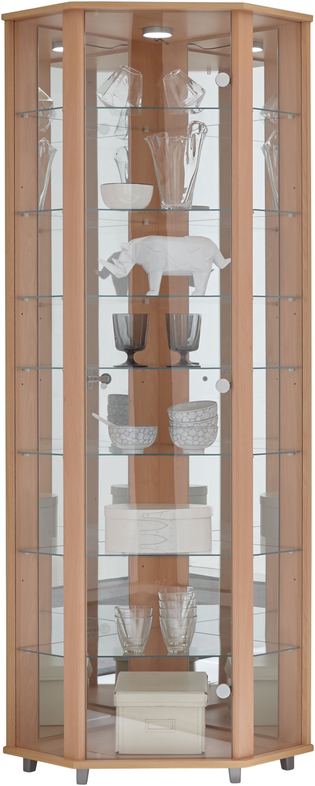 fif möbel Eckvitrine »TRIO Höhe ca. 172 cm, ink. Beleuchtung« Eckvitrine/Glasvitrine 1x Glastür, perfekt für Sammler, Sammlervitrine
