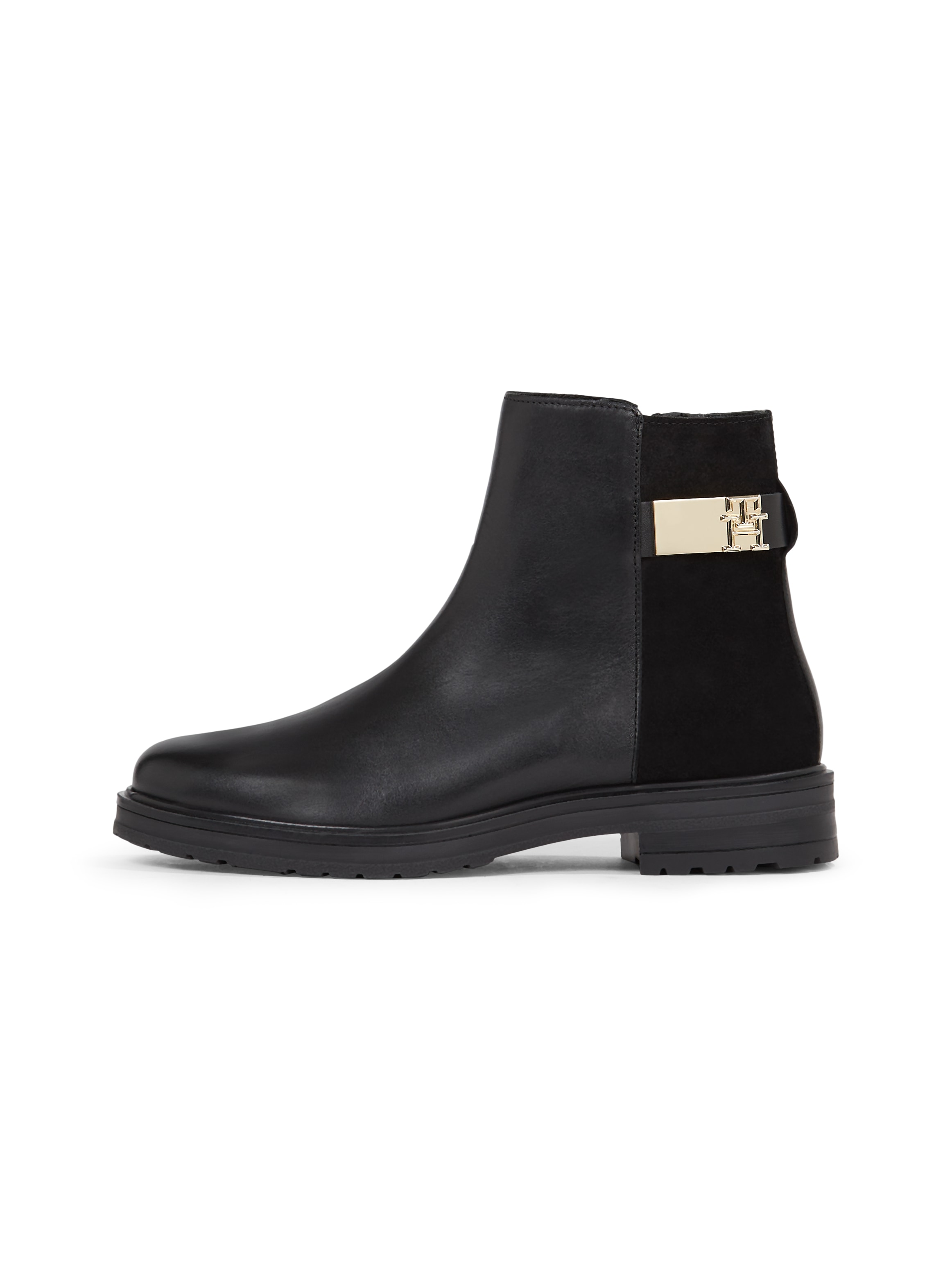 Tommy Hilfiger Stiefelette »TH LOGO LEATHER MIX CHELSEA«, Blockabsatz, Businesschuh, Boots mit TH-Schmuckelement