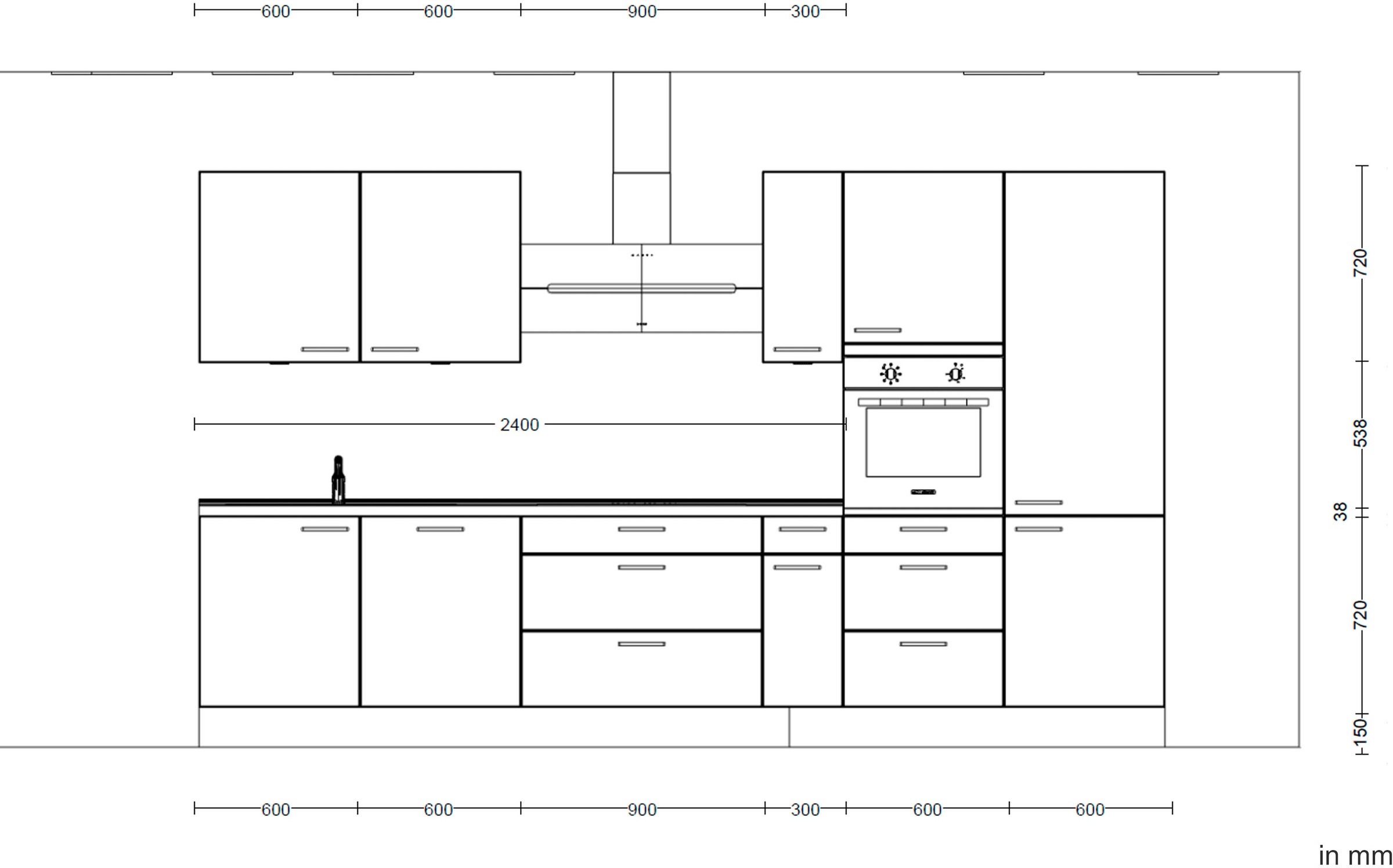 nobilia® Küchenzeile »"Structura II"«, vormontiert, Ausrichtung wählbar, Breite 360 cm, wahlw. mit E-Geräten