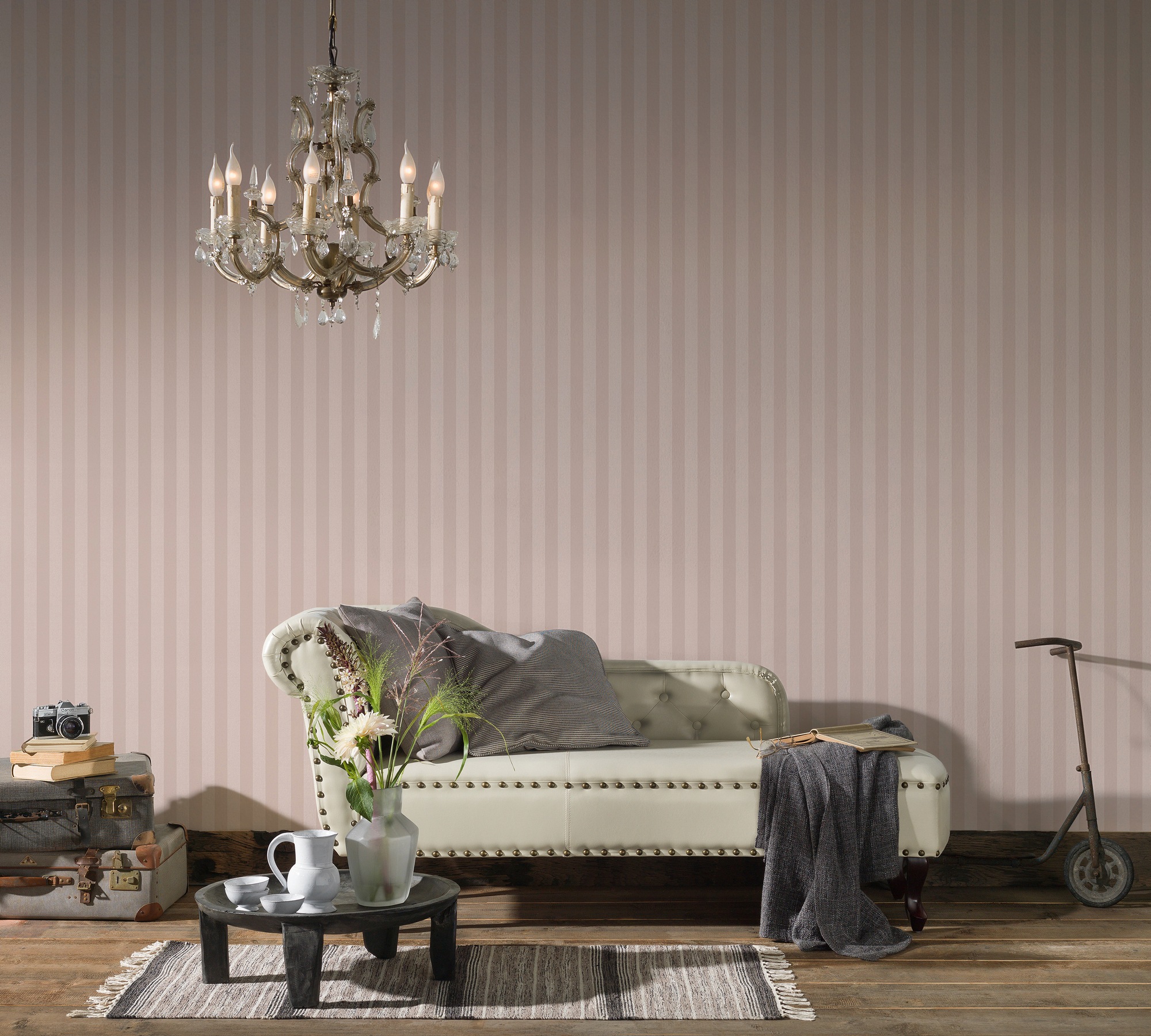 A.S. Création Vliestapete »Romantico gestreift«, Streifen-gestreift-mehrfarbig, Tapete Streifen Tapeten Wohnzimmer Schlafzimmer Küche modern Design