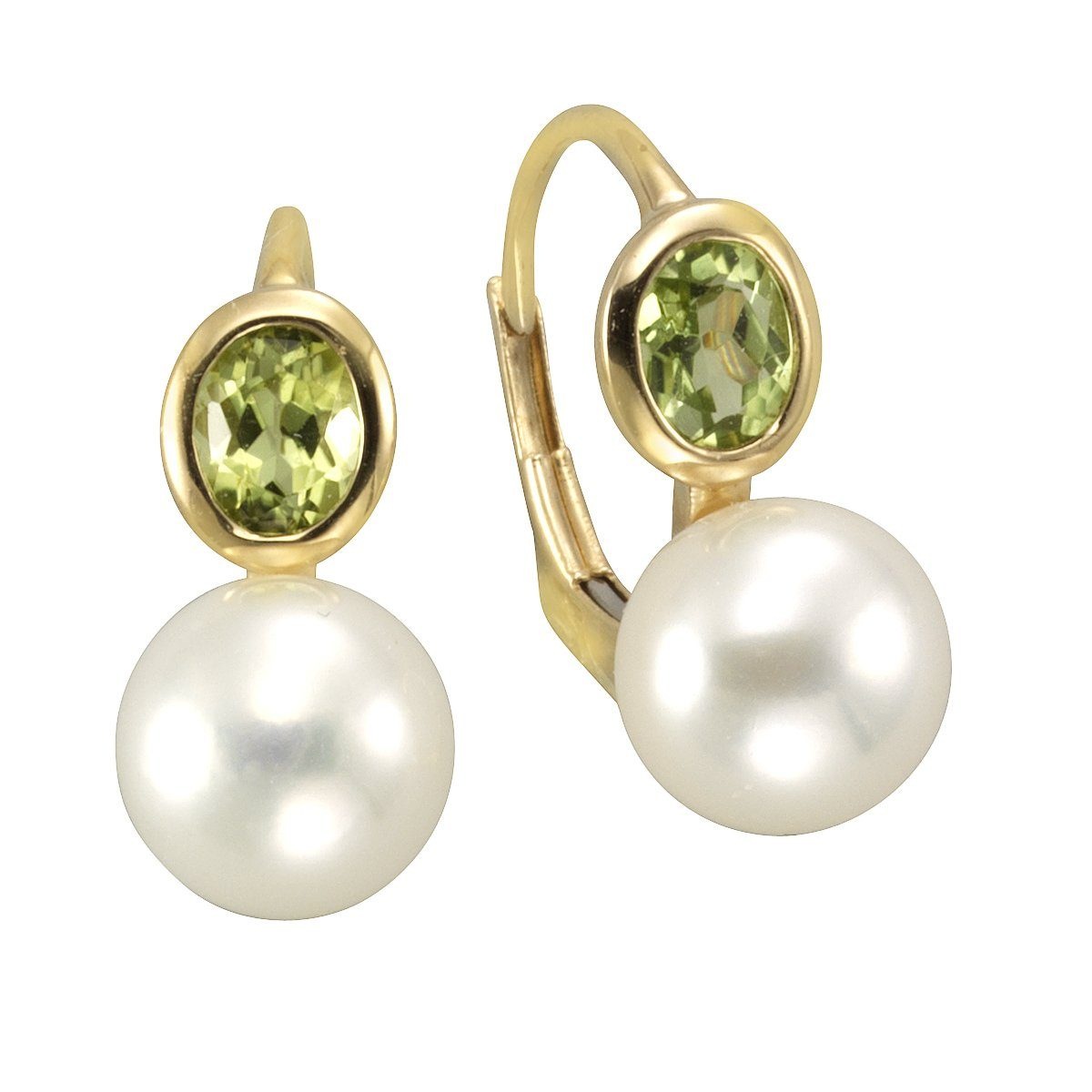 Vivance Paar Ohrhänger »333/- Gelbgold mit Peridot/Perle« JW7671