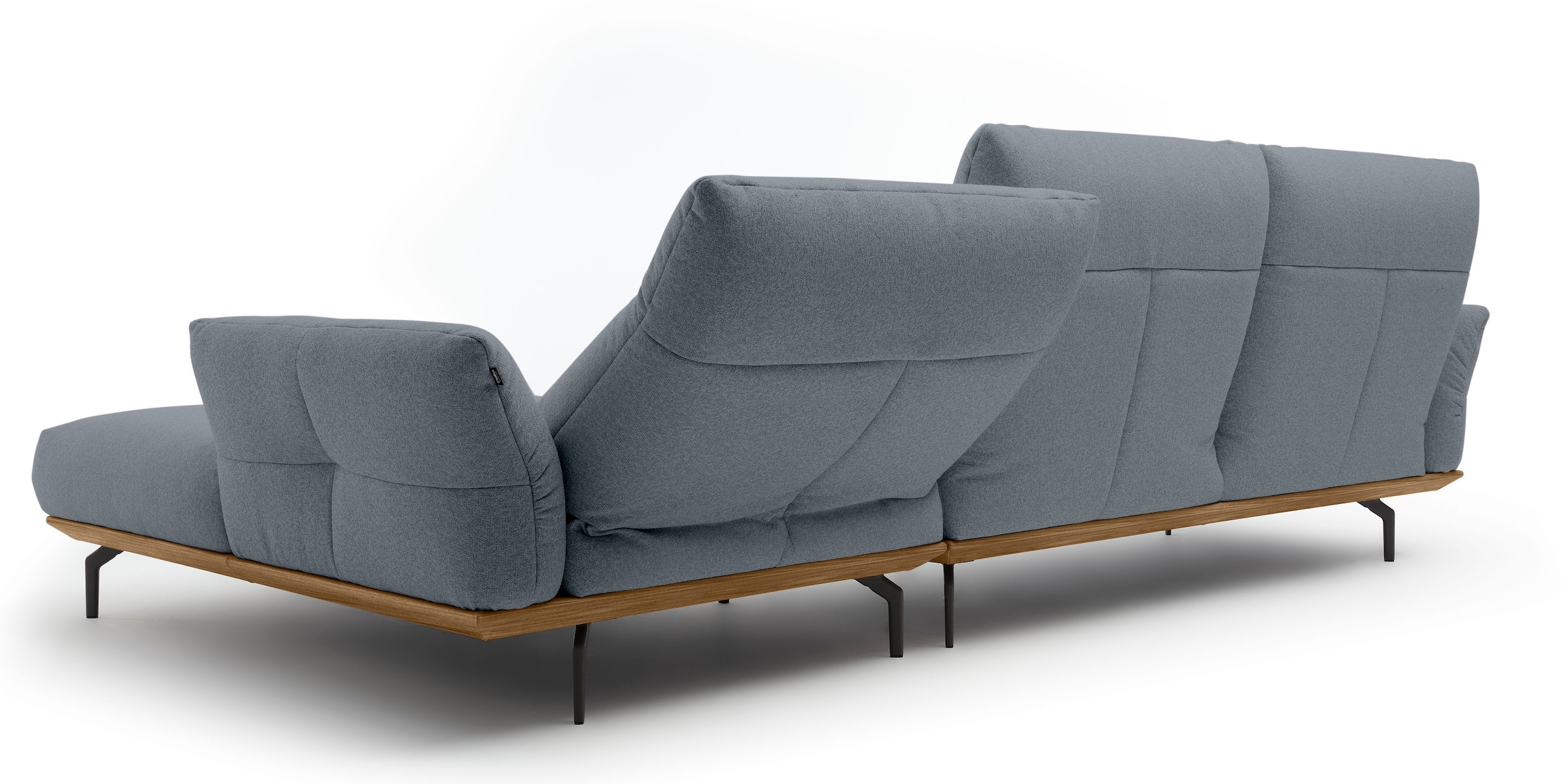 Creation BY ROLF BENZ Ecksofa »CR.460«, Sockel in Nussbaum, Winkelfüße in Umbragrau, Breite 318 cm