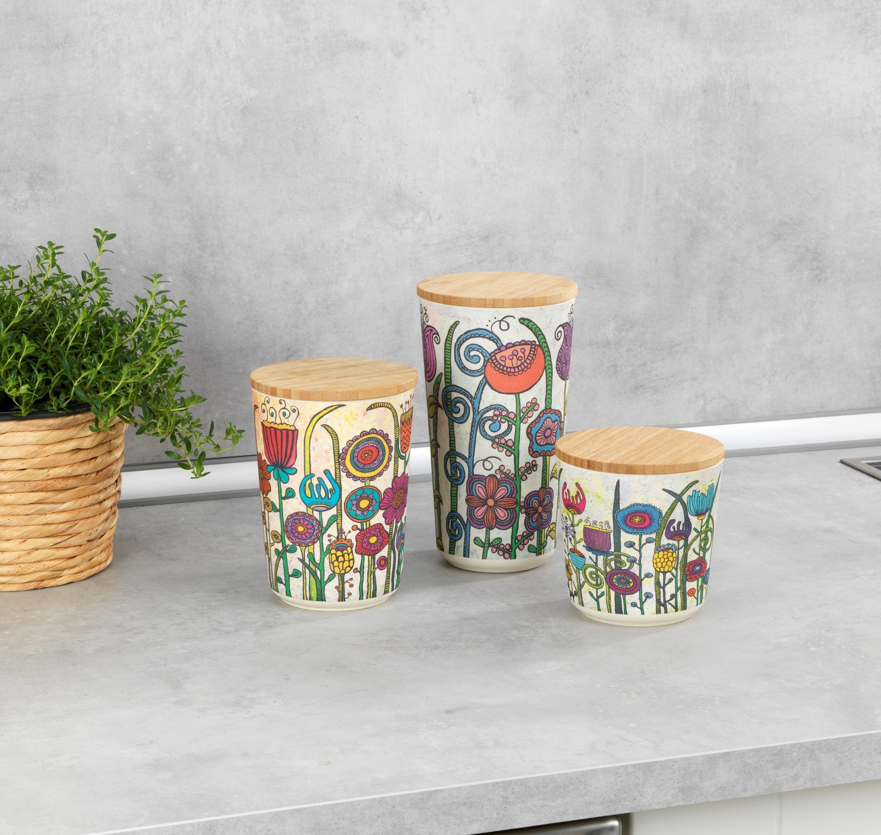 WENKO Aufbewahrungsdose »Modell Garden« aus Biokunststoff, mit Bambusdeckel, FSC-zertifiziert