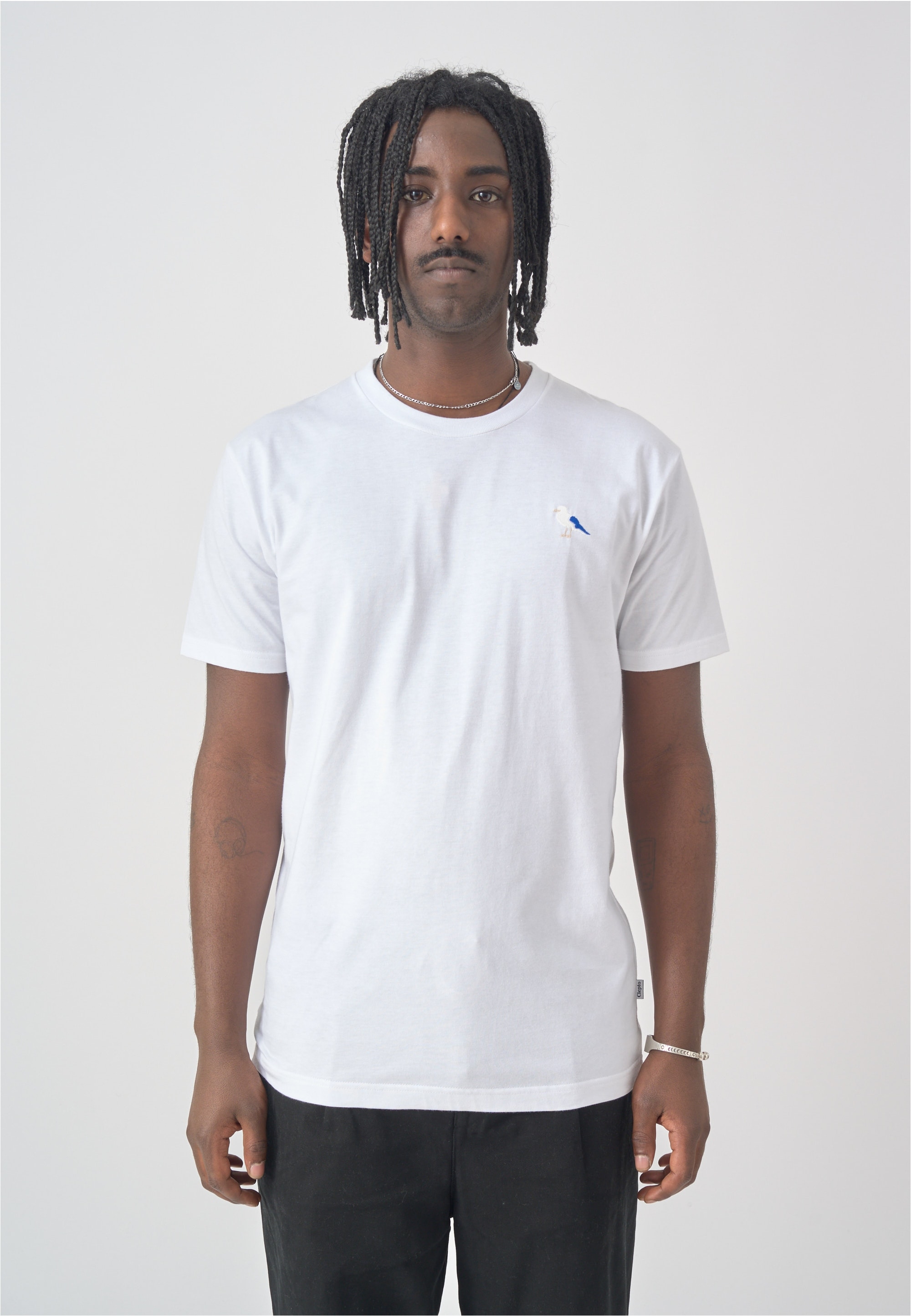Cleptomanicx T-Shirt "Embro Gull" mit Gull-Stickerei