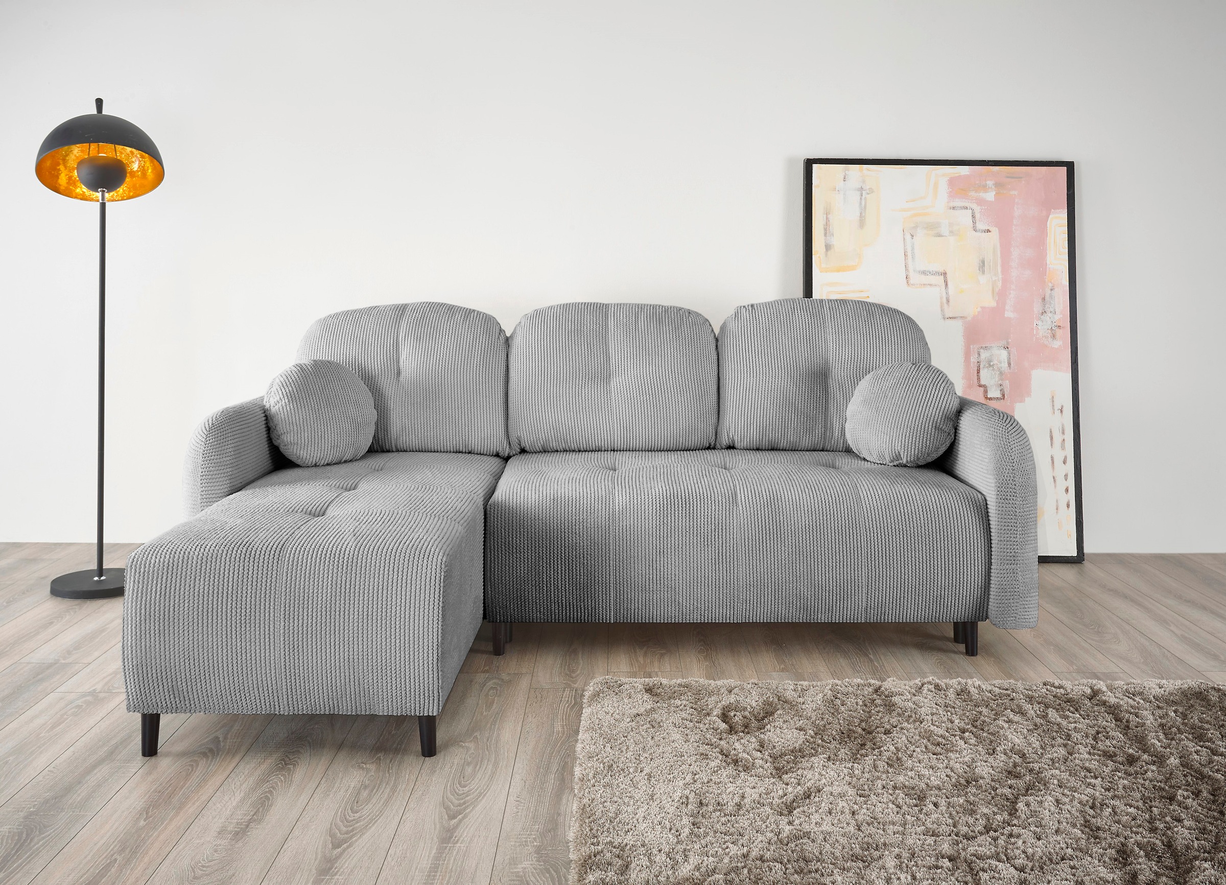 Leonique Ecksofa »BLAISE«, mit Bett-Funktion (Liegefläche 140/200 cm), Zier- und Rückenkissen