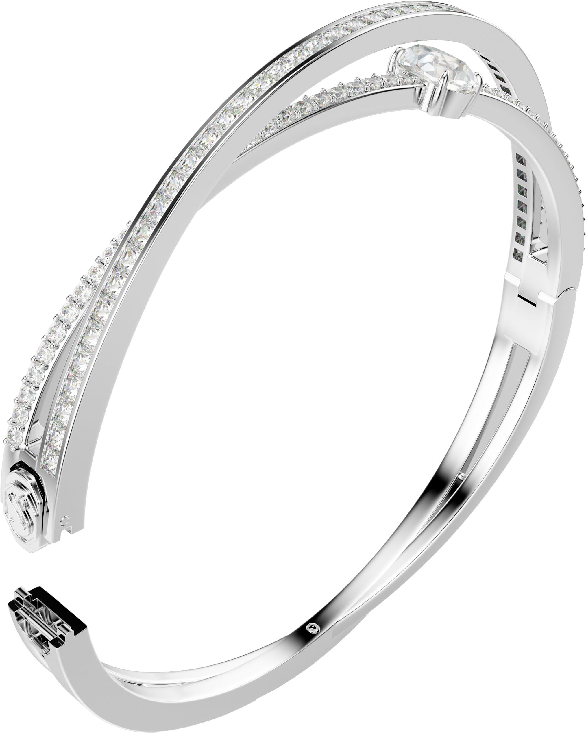 Armreif SWAROVSKI "Schmuck Geschenk Armschmuck Hyperbola, 5691224, 5691225, 5691226" Gr. M, silber (metallfarben, kristallweiß, kristallweiß), Armbänder, Damen, M, Metall, Armreif, mit Swarovski Zirkonia (synth.) 5