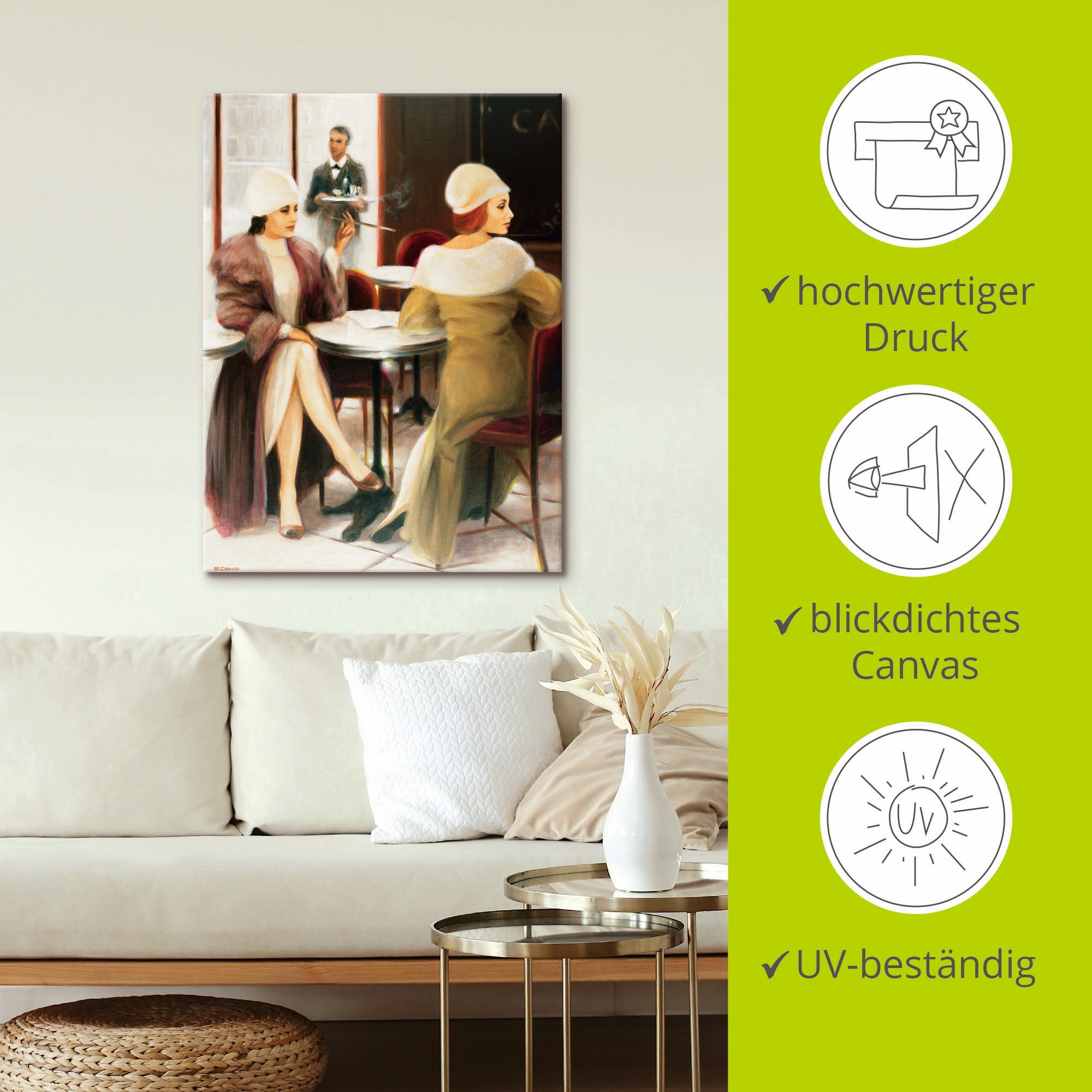 Artland Wandbild »Cafe I«, Frau, (1 St.), als Leinwandbild, Poster in verschied. Größen