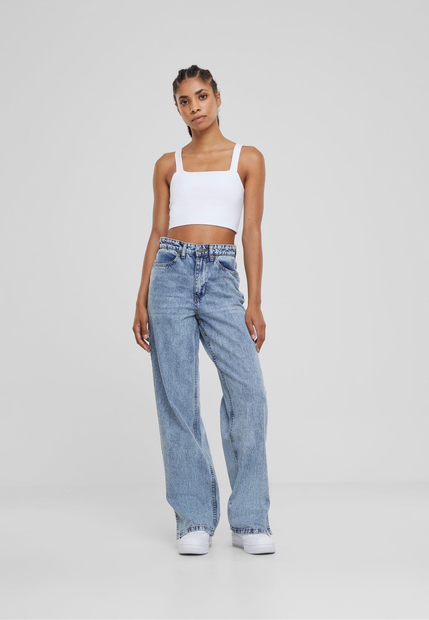 URBAN CLASSICS Bequeme Jeans »Urban Classics Damen Ladies Wide Leg Slit Denim«