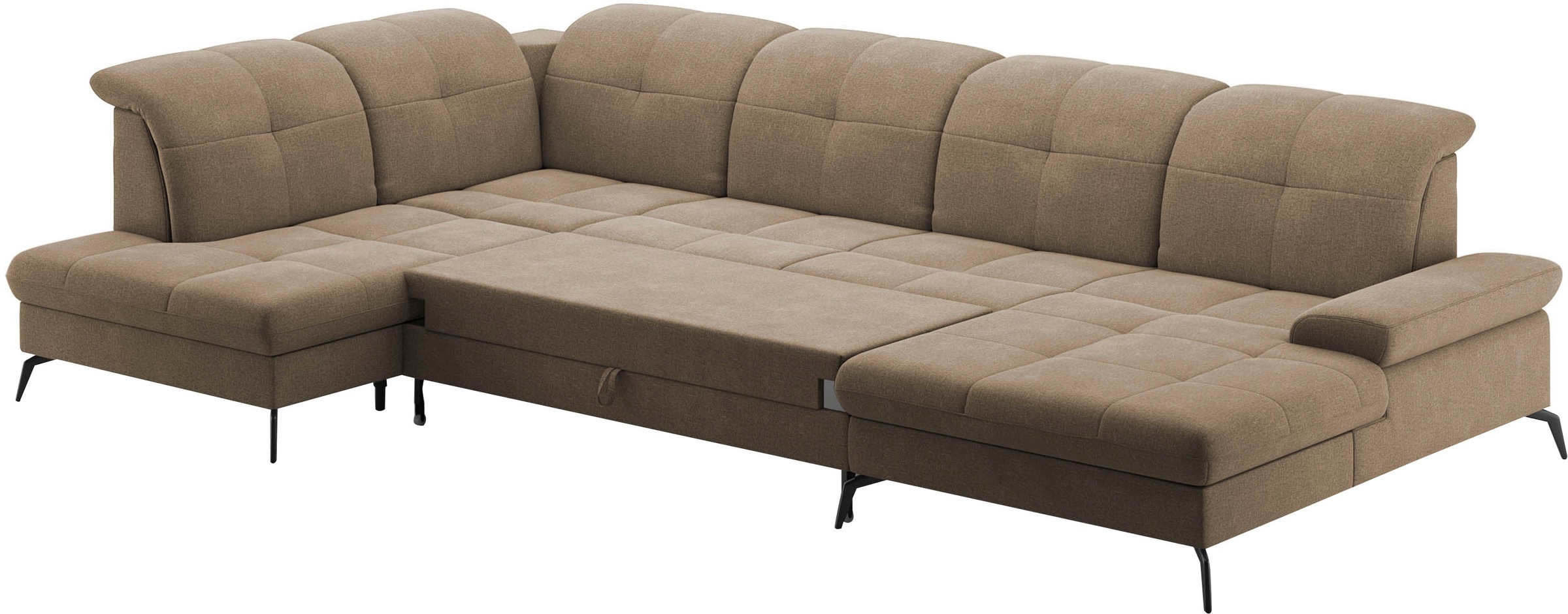 sit&more Wohnlandschaft »Amica, U-Form, inkl. Sitztiefenverstellung und Armteilverstellung«, wahlweise mit Kopfteilverstellung, Bettfunktion und Bettkasten