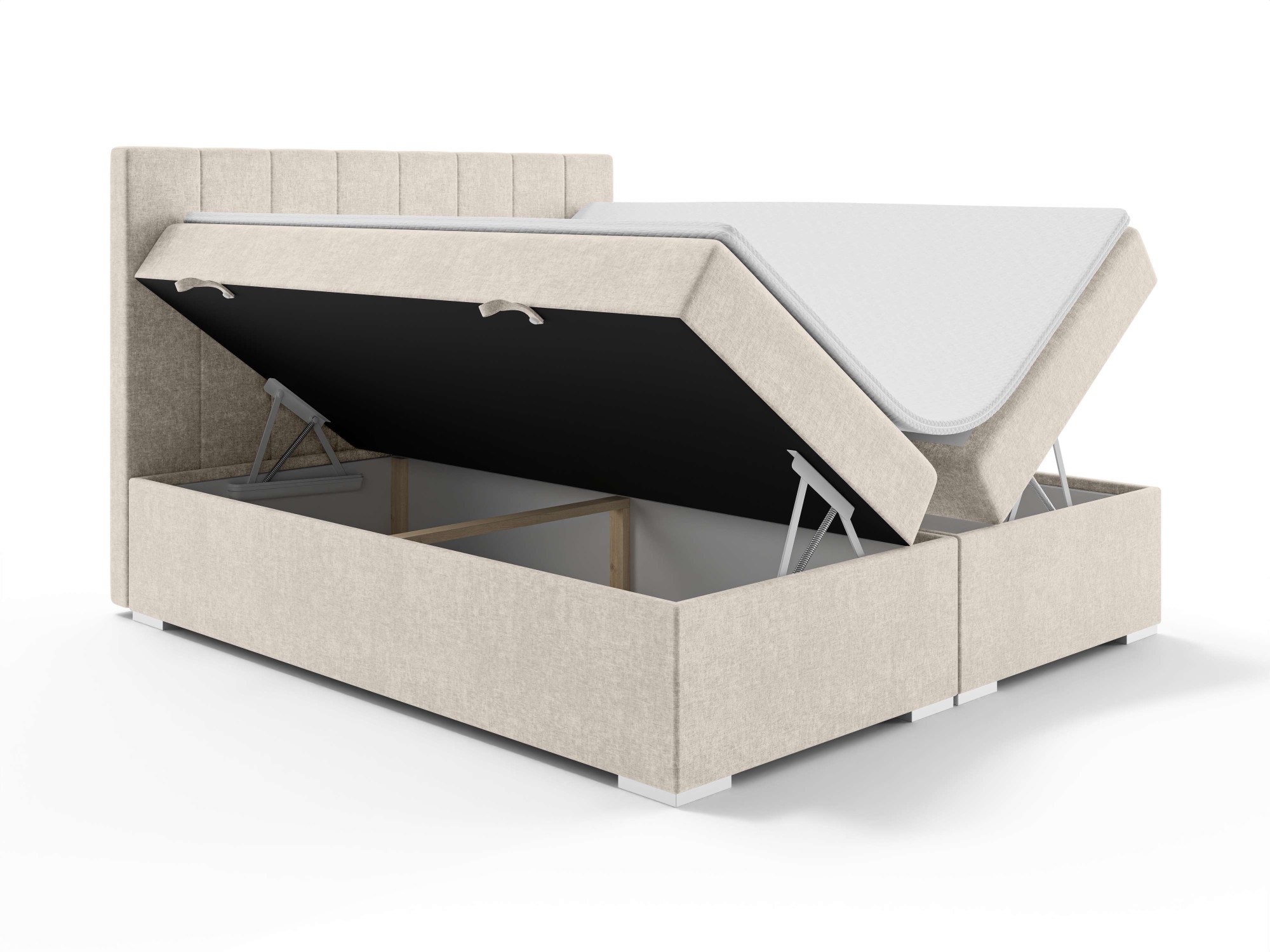 Places of Style Polsterbett »Ginoro mit Matratze und Topper, in 3 Breiten (140, 160 und 180 cm)«, Boxspringbett mit Kopfteil, Bettkasten, Matratze (BFK/TFK) und Topper