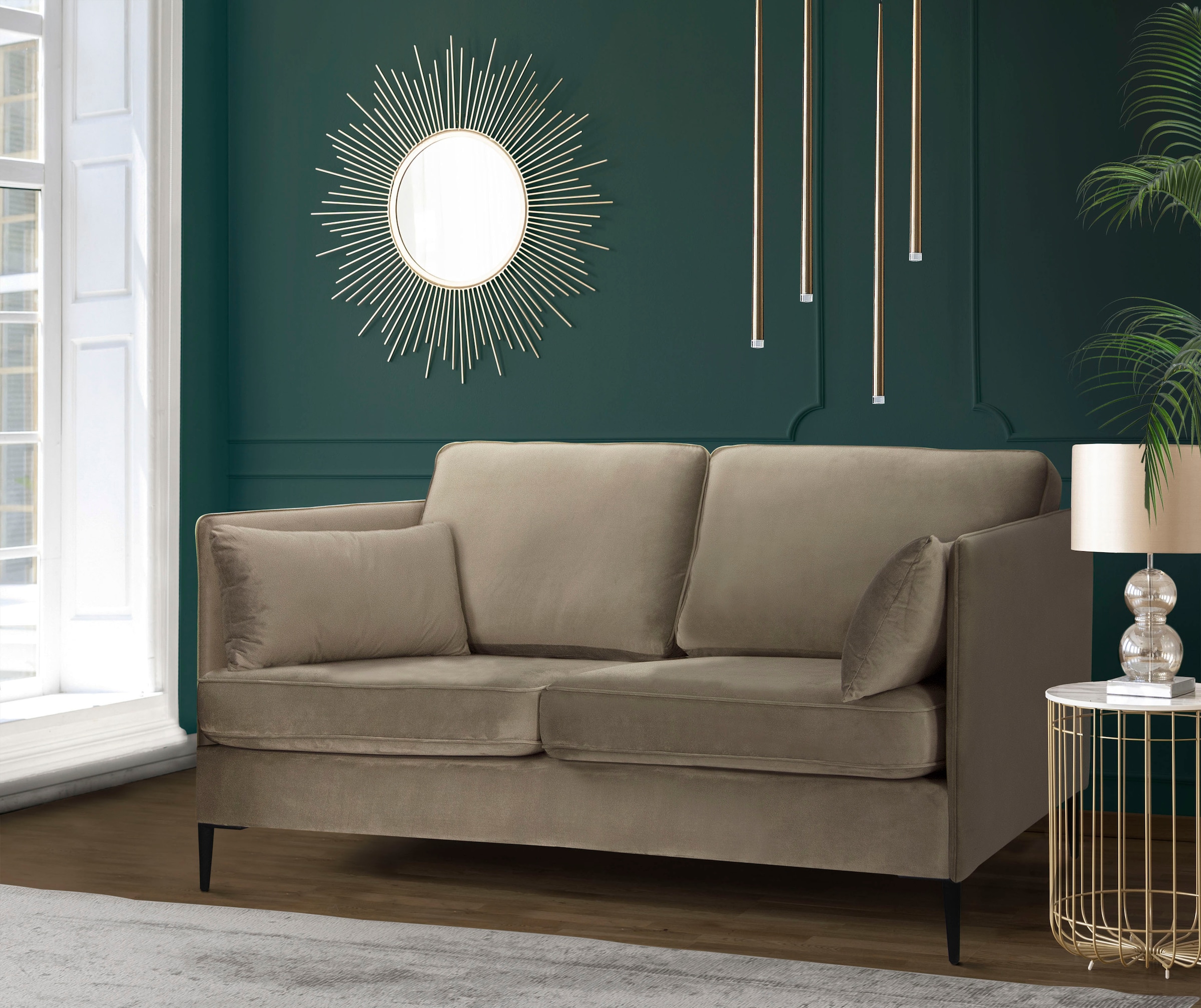 Home affaire 2-Sitzer "Light" inklusive loser Zierkissen, mit schmalen Arml günstig online kaufen