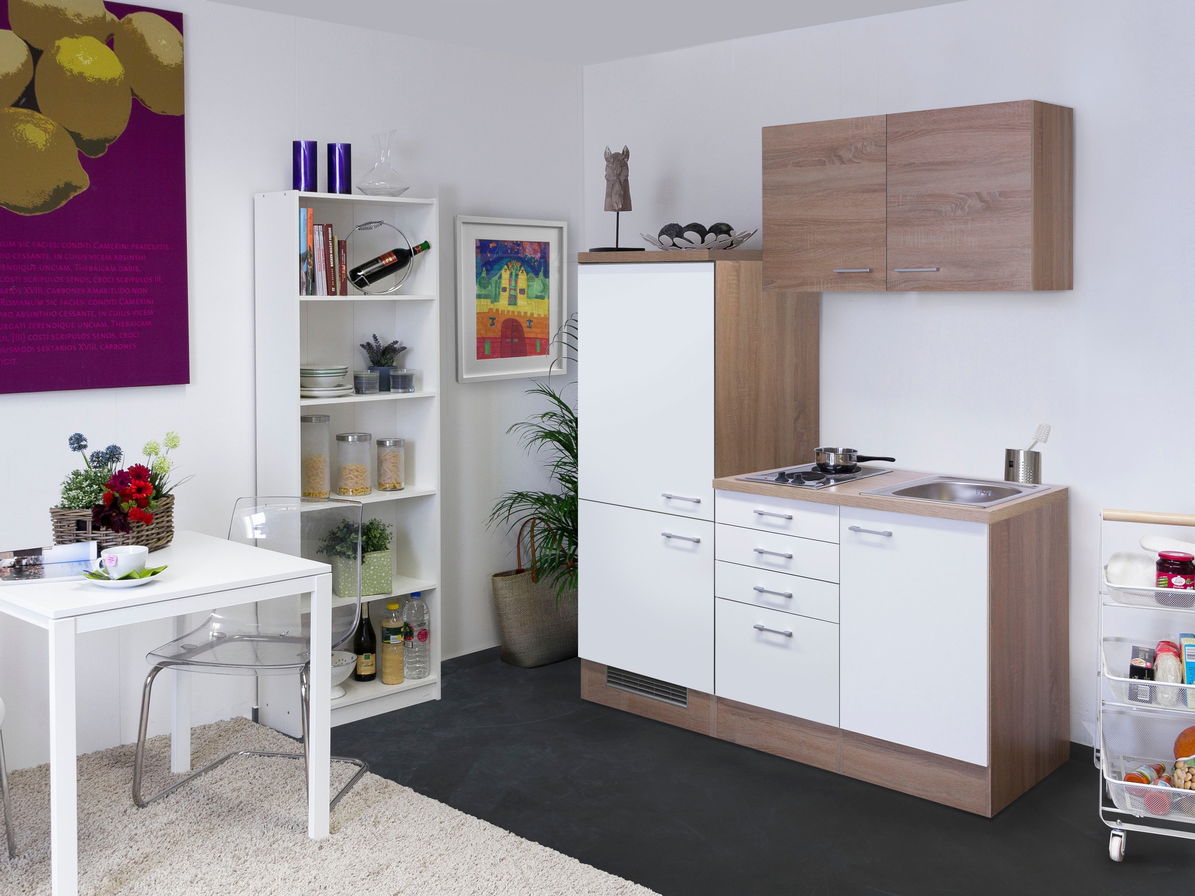 Flex-Well Pantryküche "Samoa", Gesamtbreite 160 cm, mit Einbau-Kühlschrank, günstig online kaufen