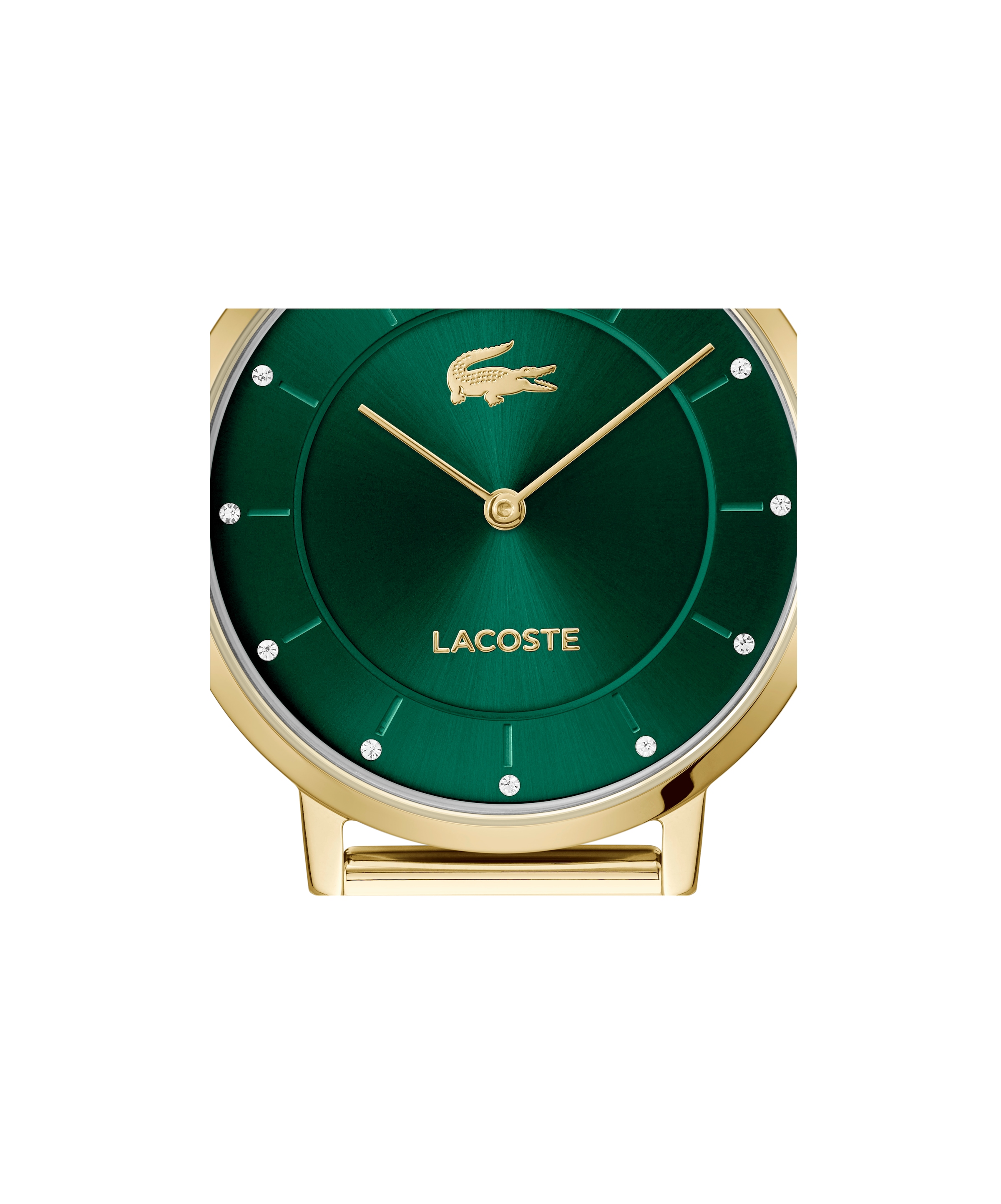 Lacoste Quarzuhr »CROCORIGIN« Armbanduhr, Damenuhr, Edelstahlarmband, analog, Glassteine