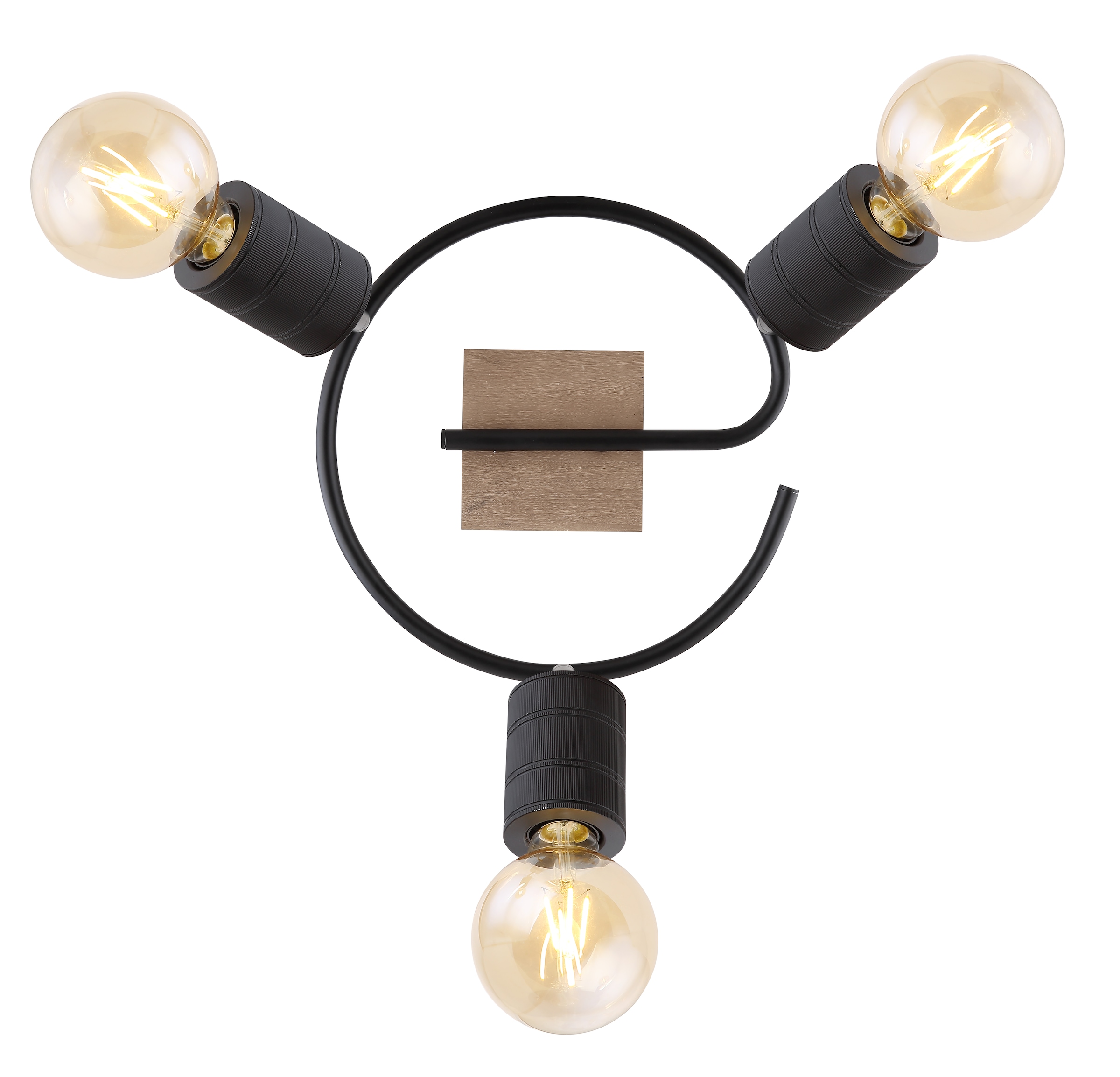 GLOBO LIGHTING Deckenstrahler »JOSELLA«, Leuchtmittel E27 | ohne Leuchtmittel, Deckenspot/Holz/schwarz/ø: 290mm/Flur/Wohnzimmer